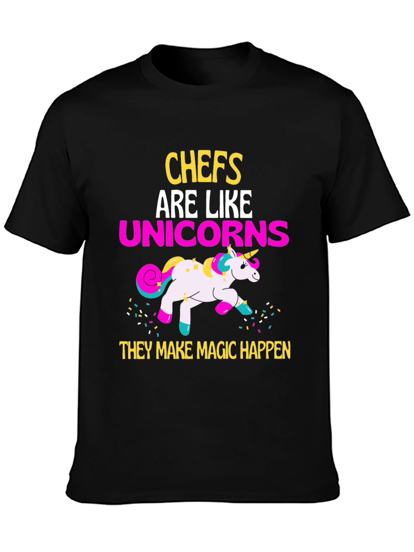 Black Chef Unicorn Graphic T-Shirt view 3