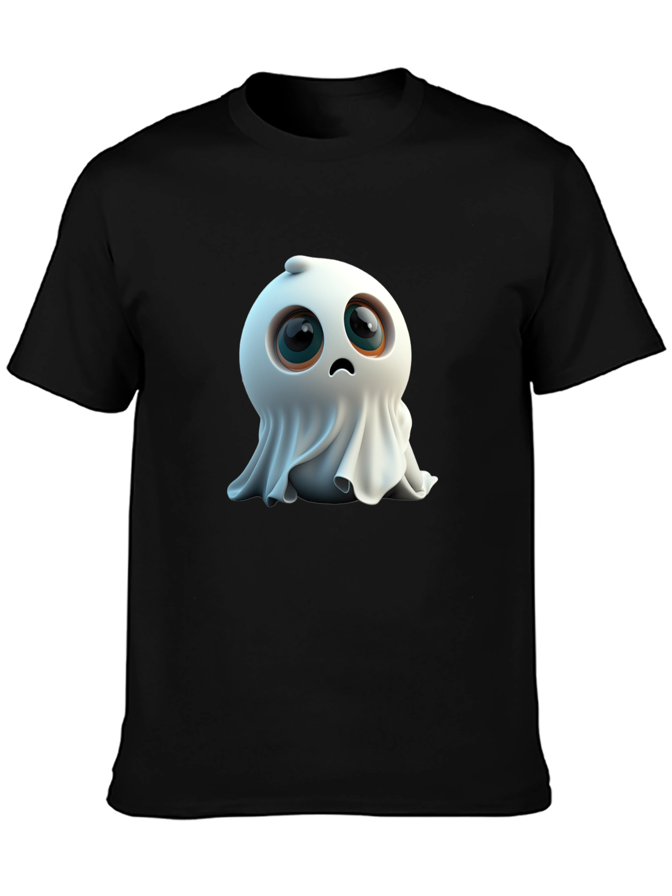 Black Cute Ghost Graphic Black T-Shirt view 3