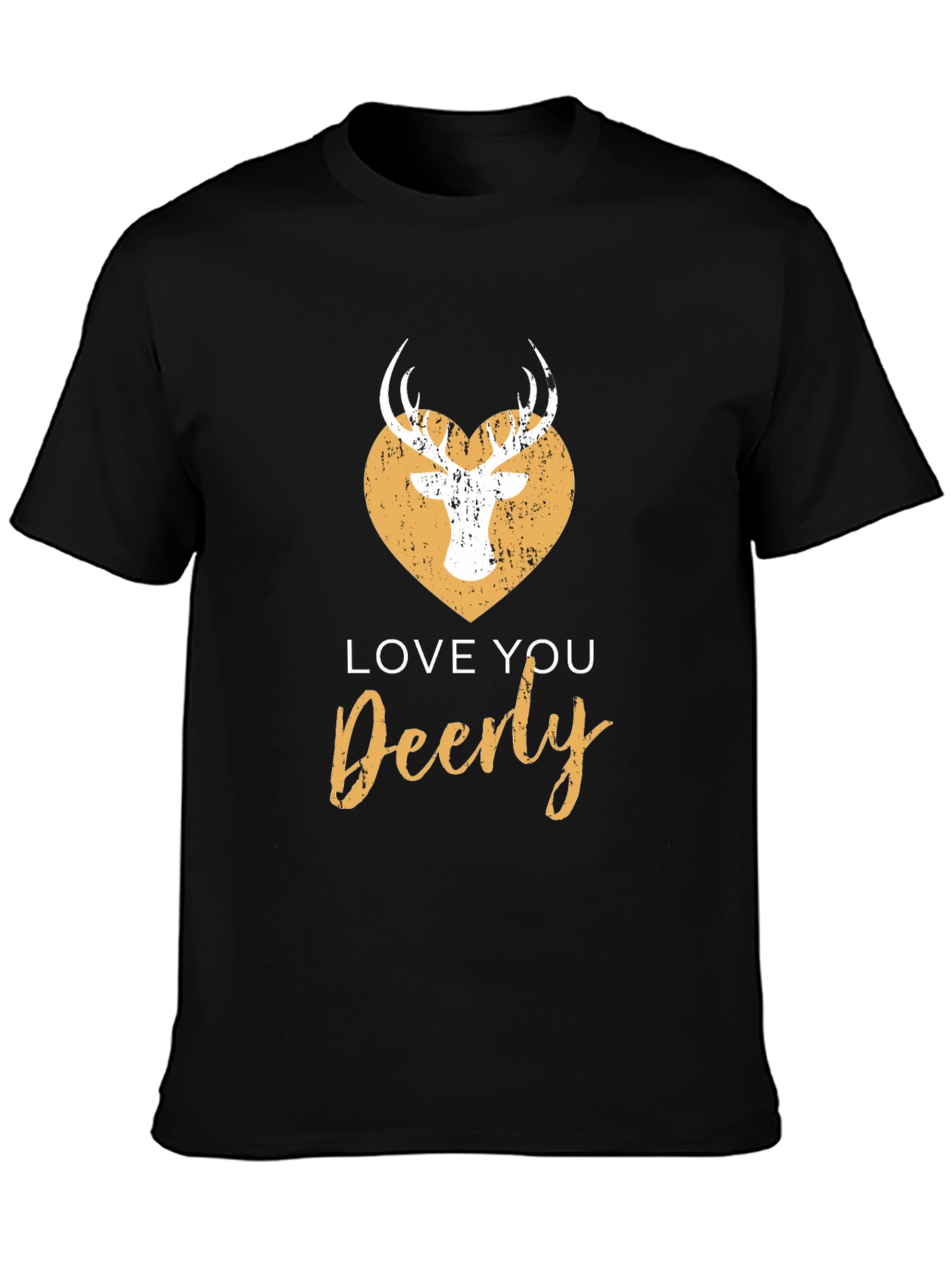 Black Love You Deerly Graphic Tee - Black Cotton T-Shirt view 3