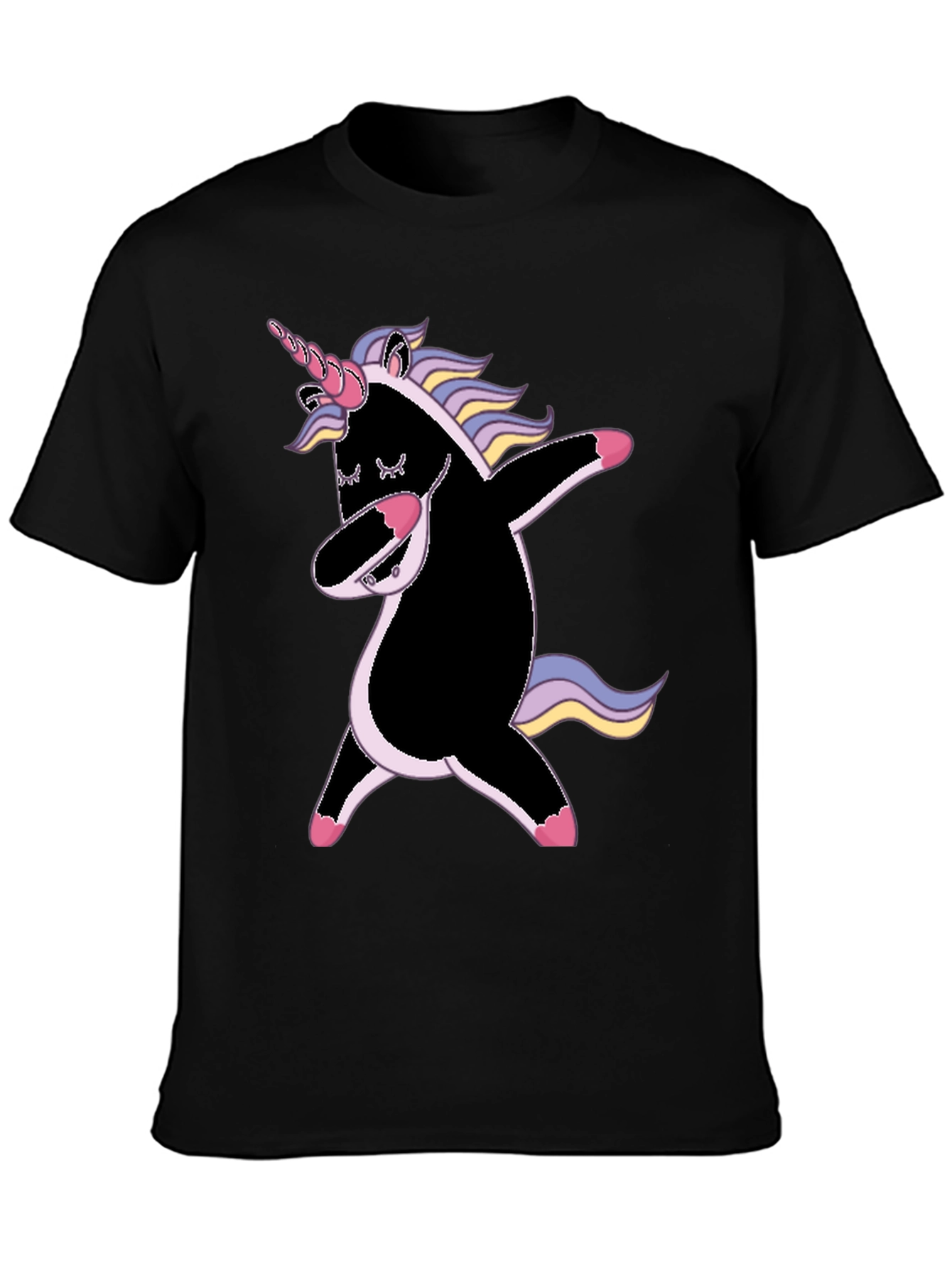 Black Dabbing Unicorn Graphic Tee - Black view 3