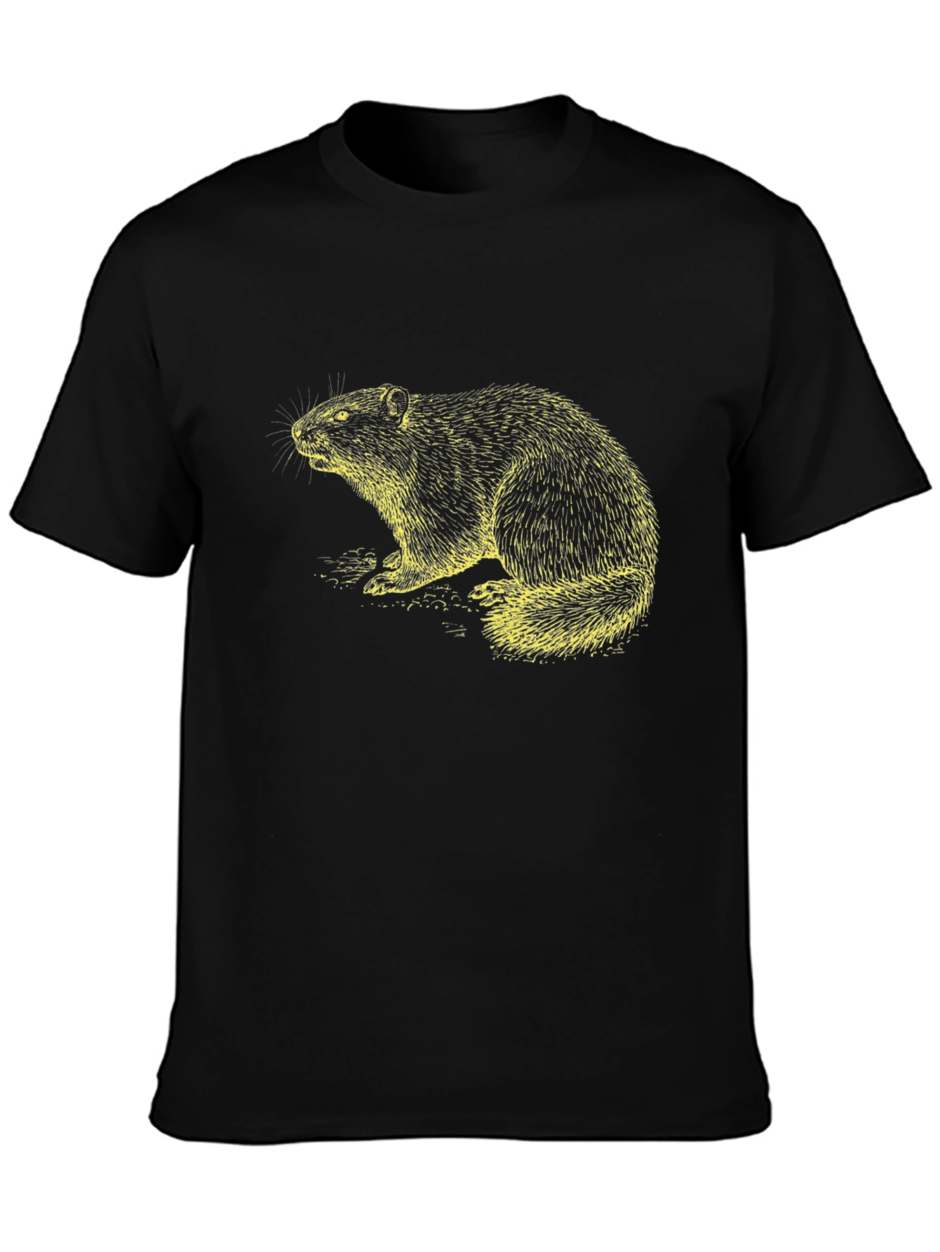 Black Beaver Graphic Tee - Classic Black Cotton T-Shirt view 3