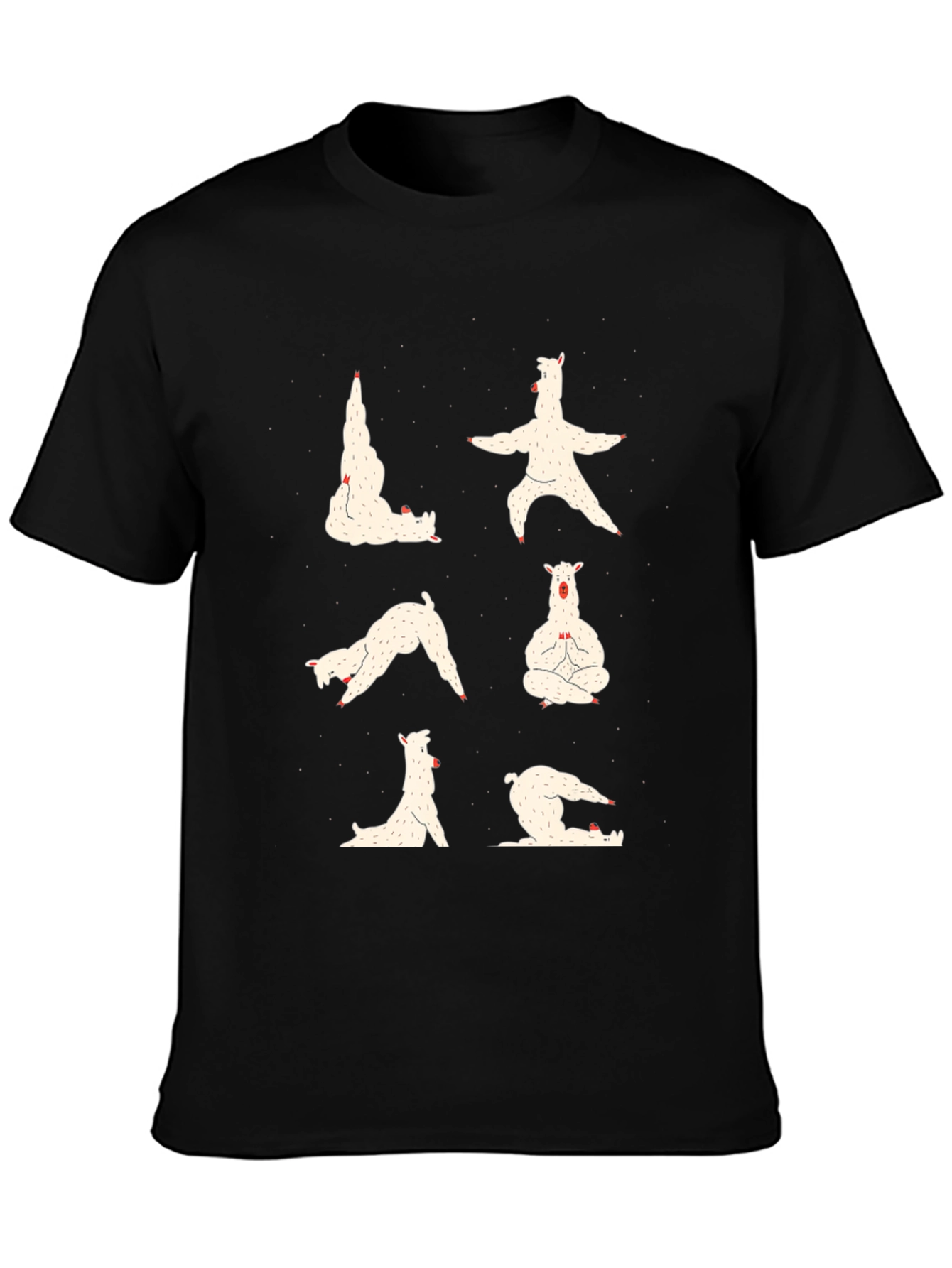Black Yoga Llama Graphic Tee - Soft Cotton Blend view 3