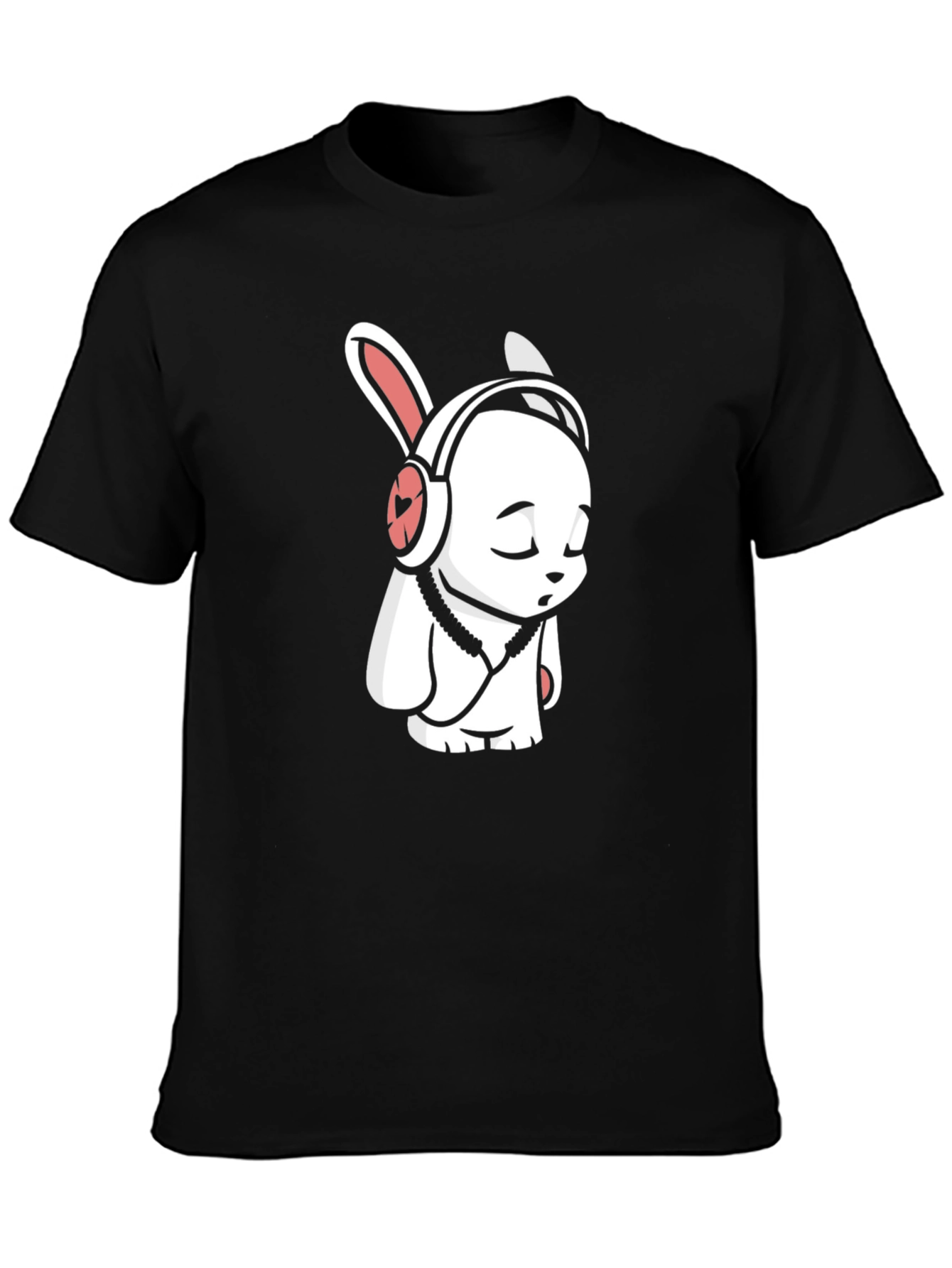 Black Cool Rabbit Tee - Black Graphic T-Shirt view 3