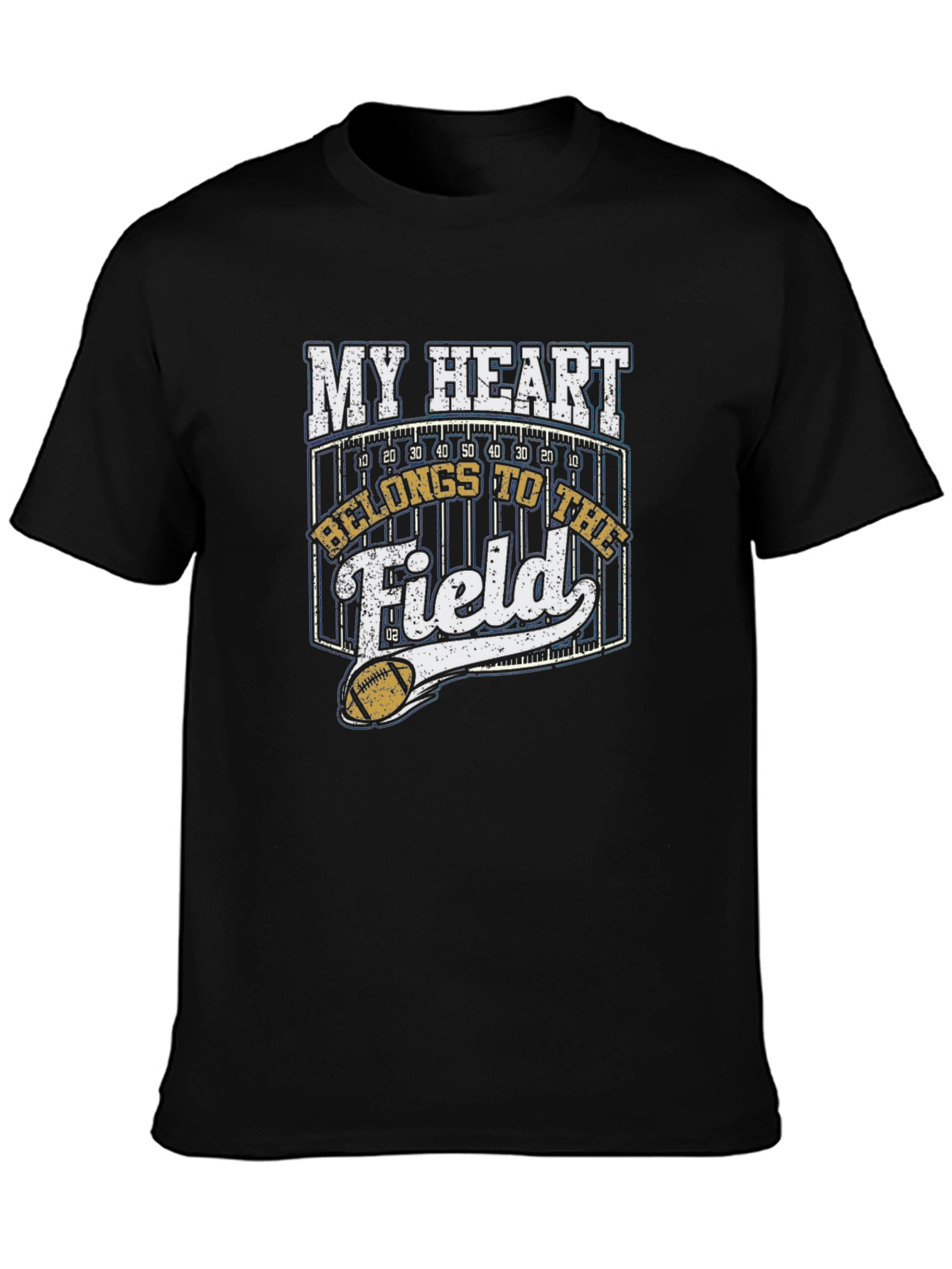 Black My Heart Belongs to the Field Football T-Shirt view 3