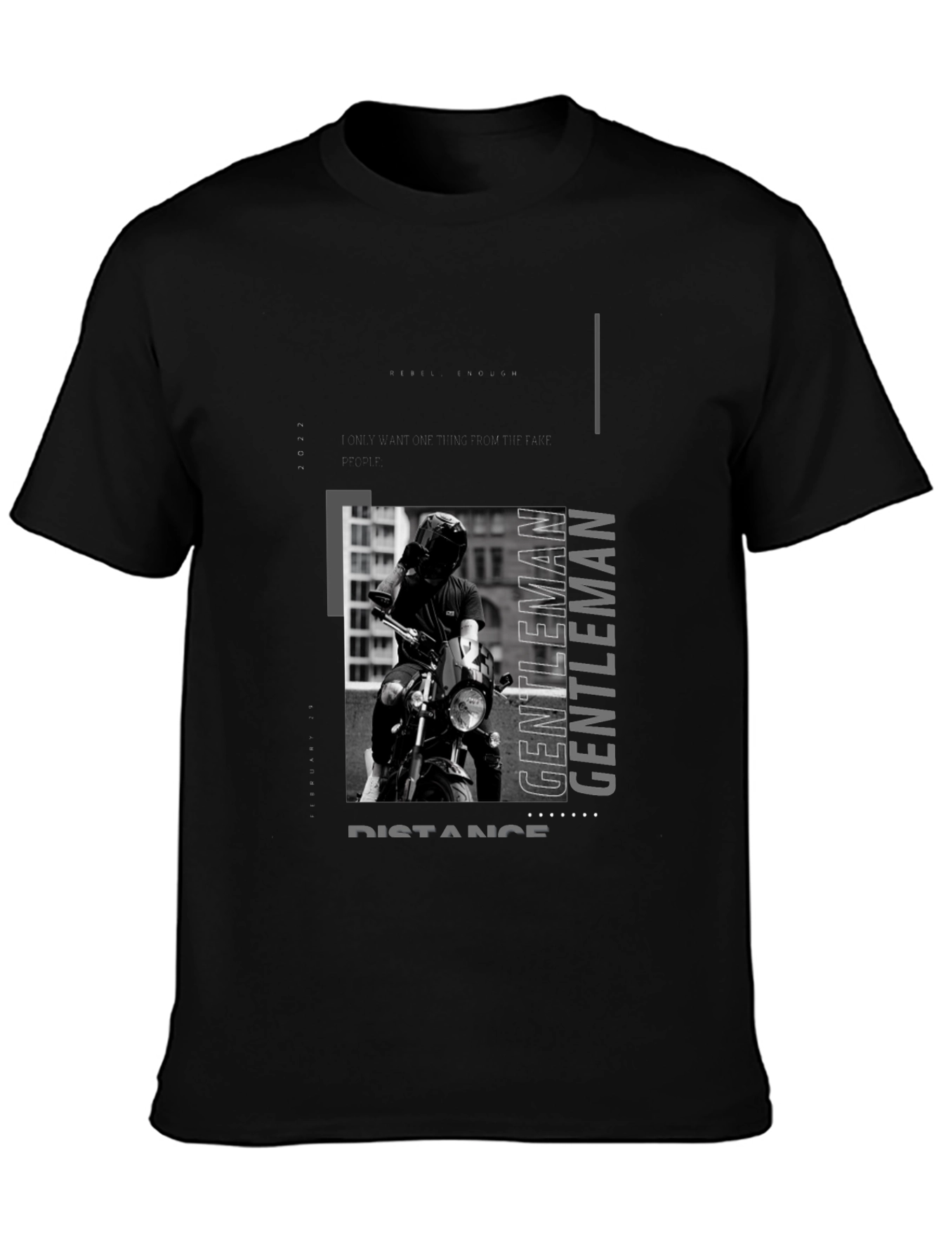 Black Stylish Black Motorcycle Rider Graphic Tee view 3