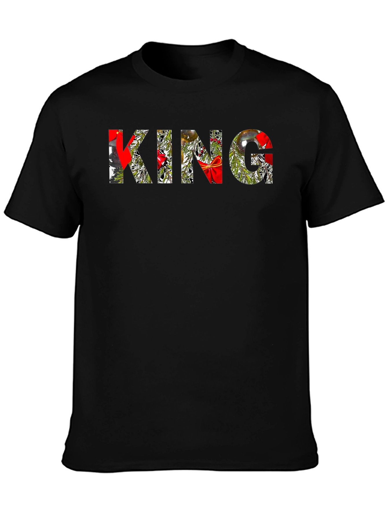 Black Christmas King T-Shirt - Holiday Festive Design view 3