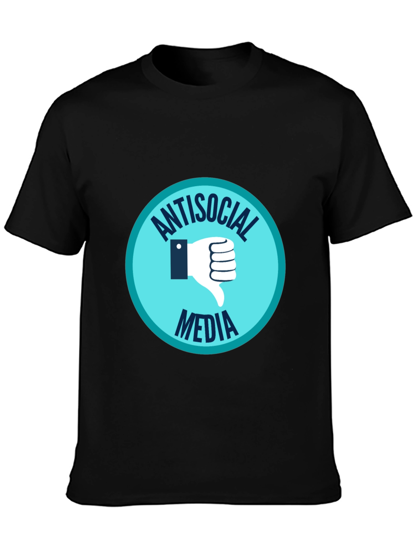Black Antisocial Media Black T-Shirt with Thumbs Down Graphic view 3