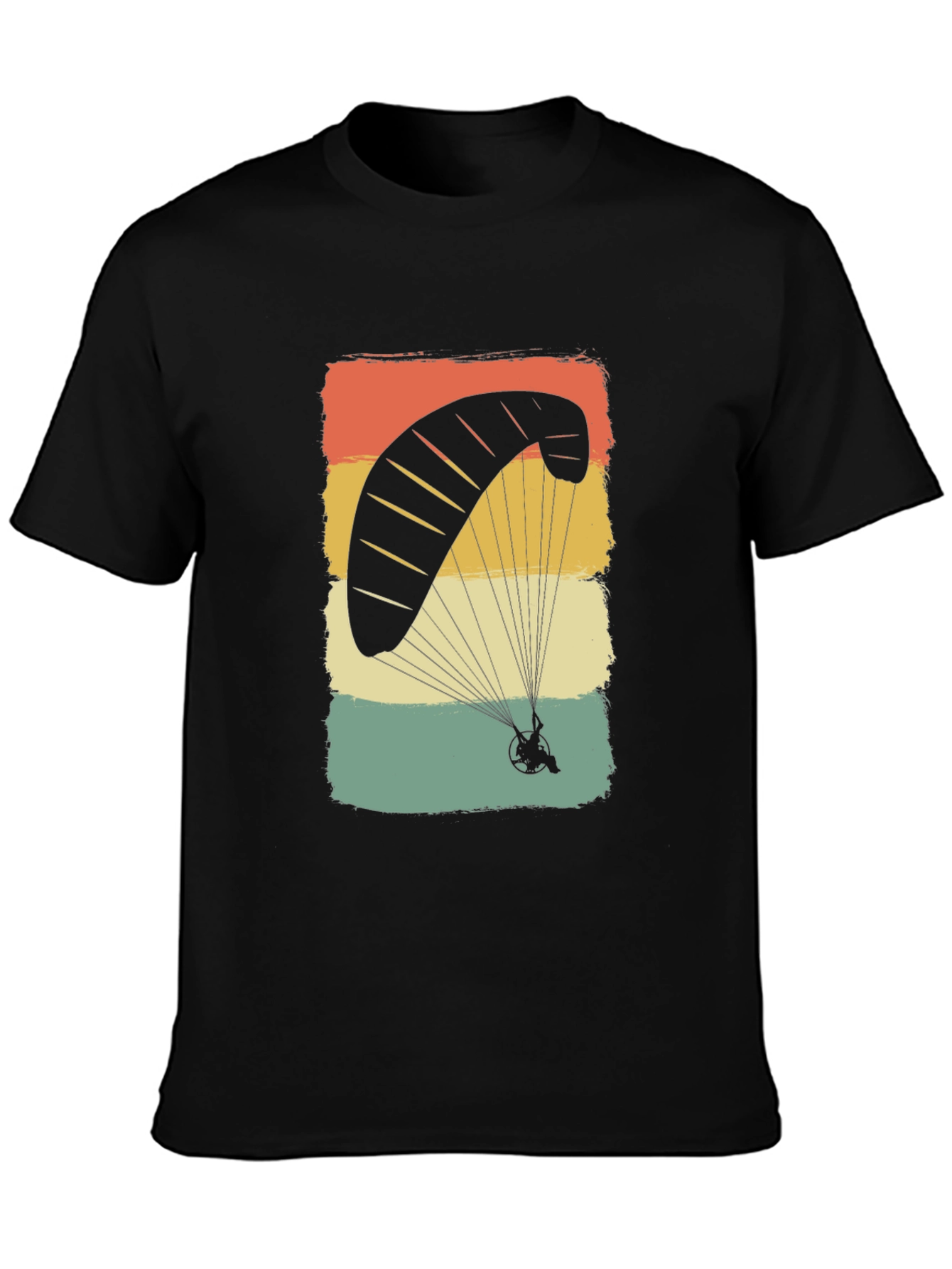 Black Vintage Paragliding T-Shirt | Retro Powered Parachute Tee view 3
