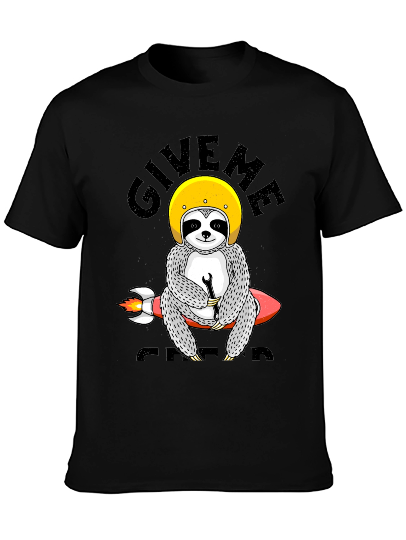 Black Sloth Rocket T-Shirt - Give Me Speed Funny Tee view 3