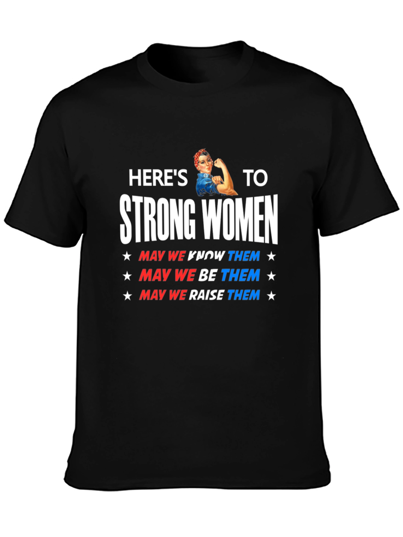 Black Here's To Strong Women Graphic T-Shirt view 3