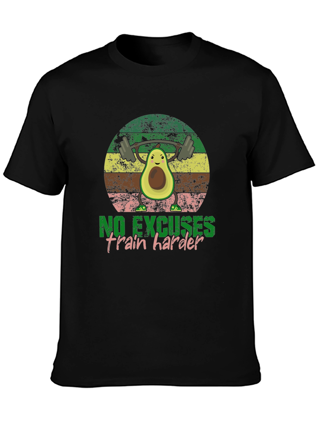 Black Funny Avocado Gym T-Shirt - No Excuses view 3