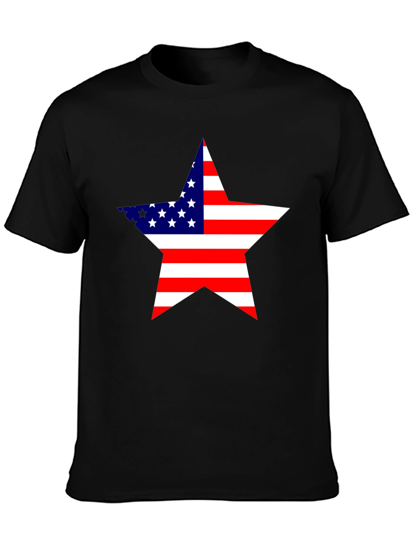 Black USA Flag Star Graphic Black T-Shirt view 3