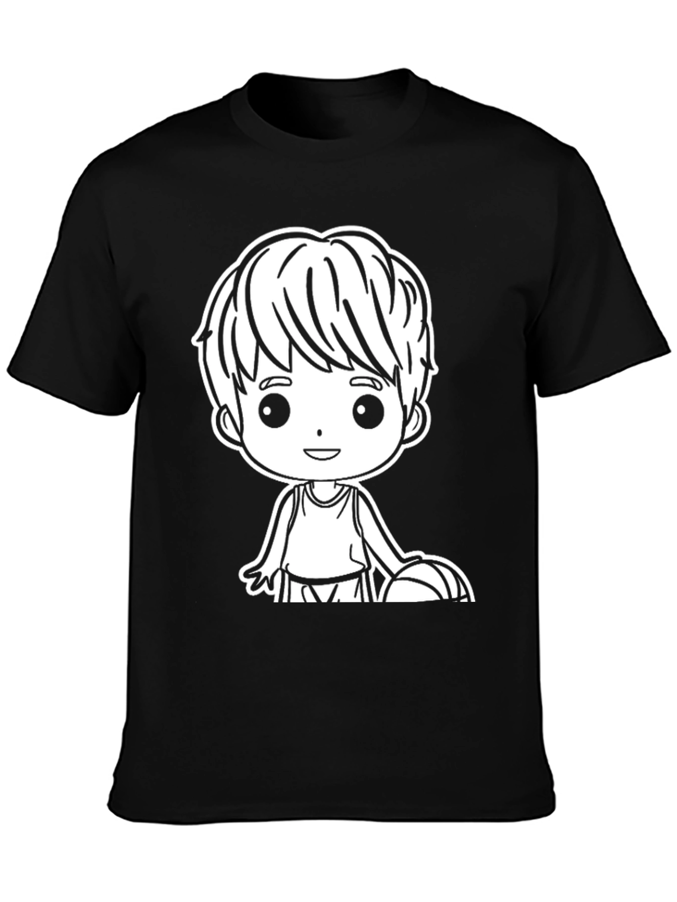 Black Cartoon Boy Basketball Graphic Tee - Black view 3