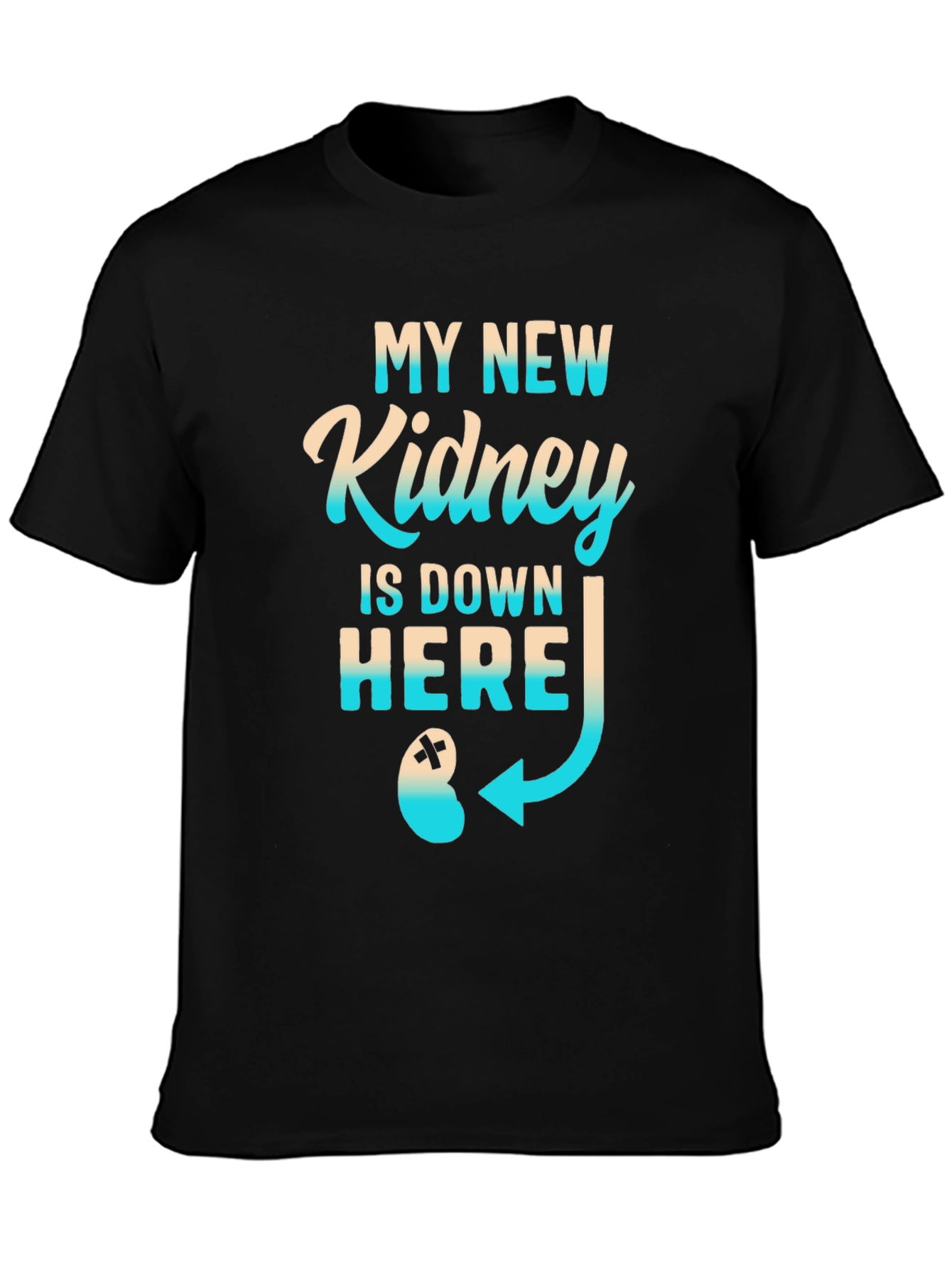 Black My New Kidney Funny Transplant T-Shirt view 3