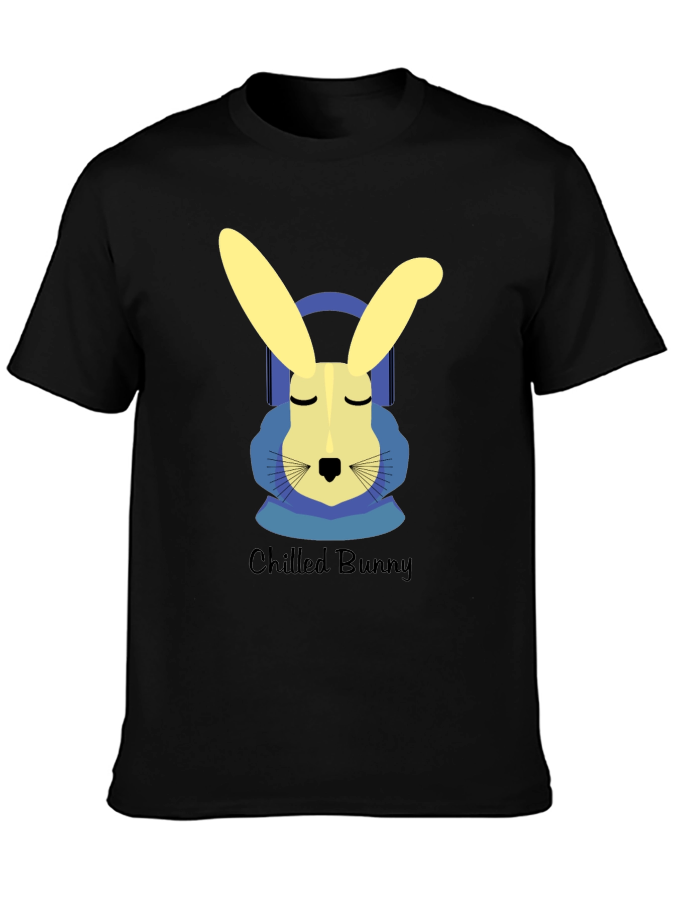 Black Chilled Bunny Graphic Tee - Black Cotton T-Shirt view 3