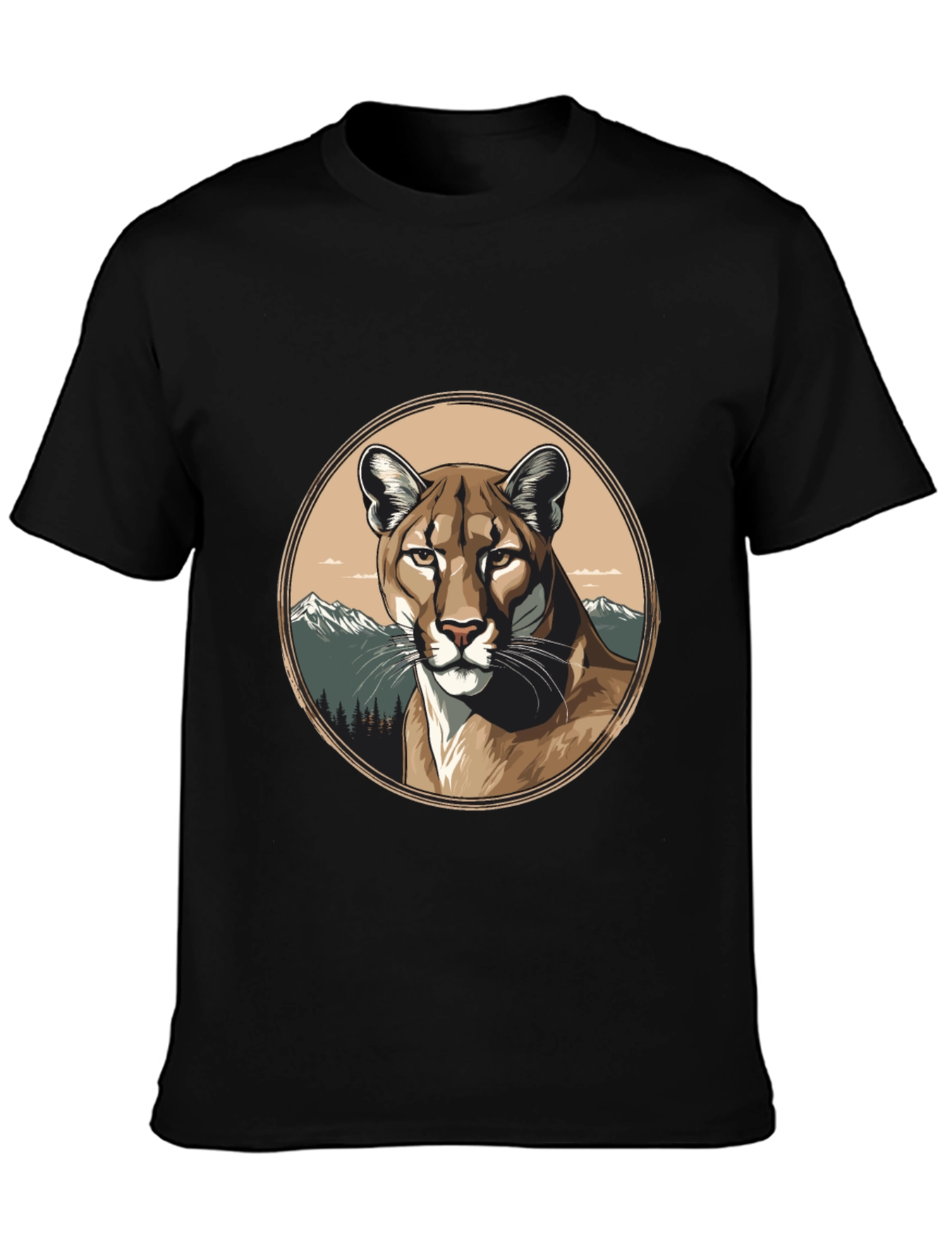 Black Mountain Lion Graphic Tee - Premium Black T-Shirt view 3