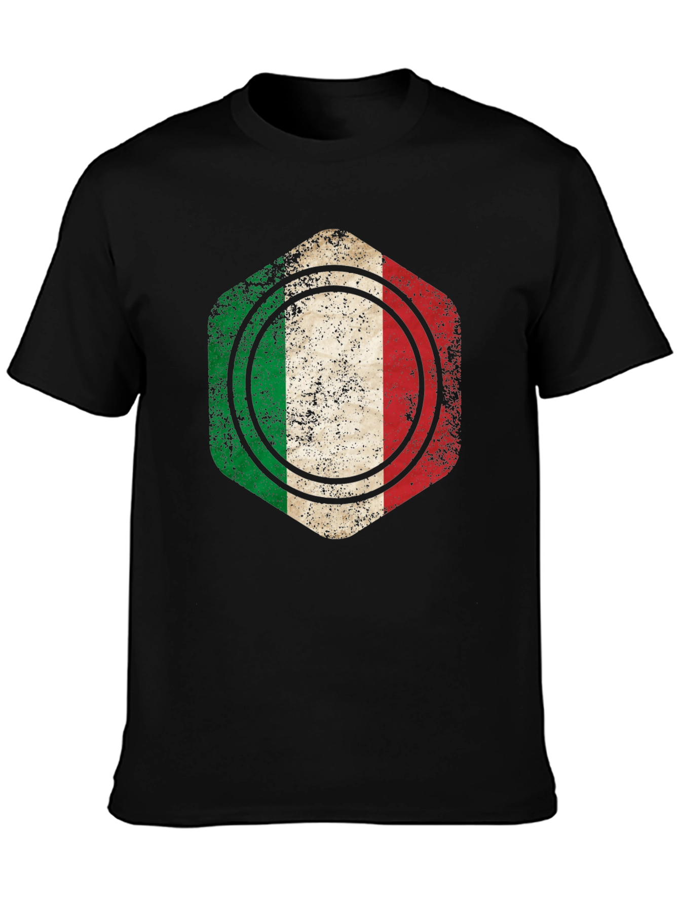 Black Italian Flag Graphic T-Shirt - Black Cotton Tee view 3