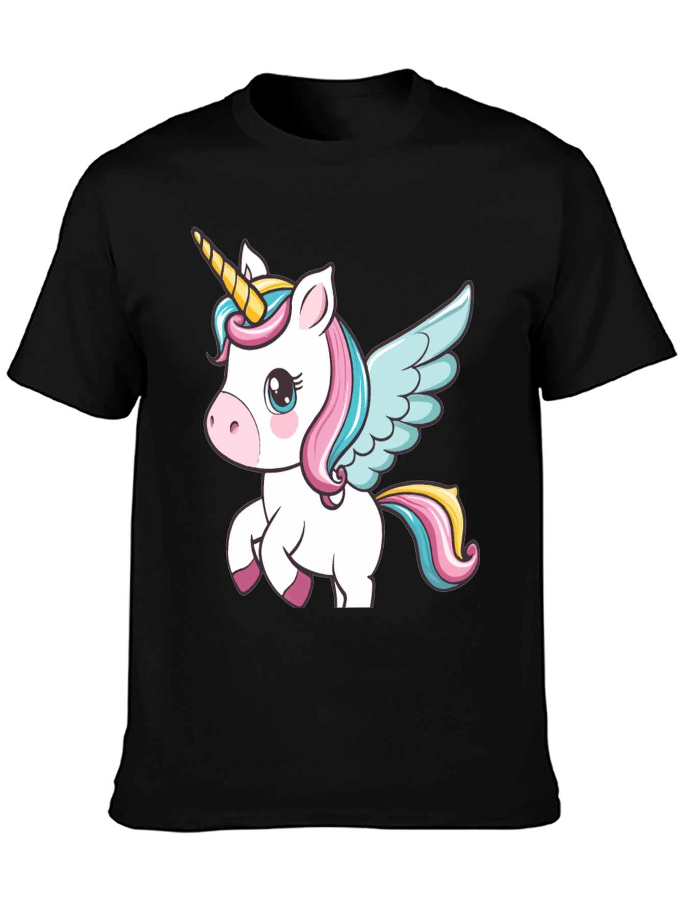 Black Unicorn Graphic Black T-Shirt view 3