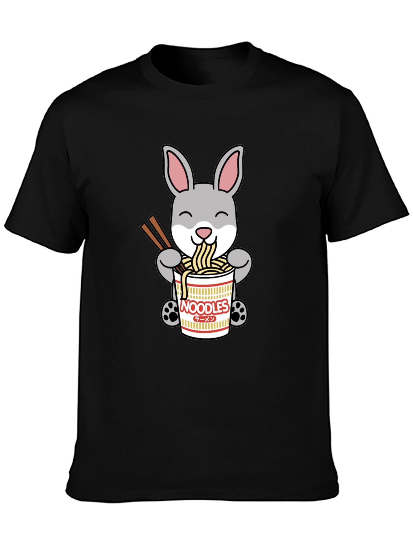 Black Rabbit Ramen T-Shirt - Cute Noodle Bunny Tee view 3