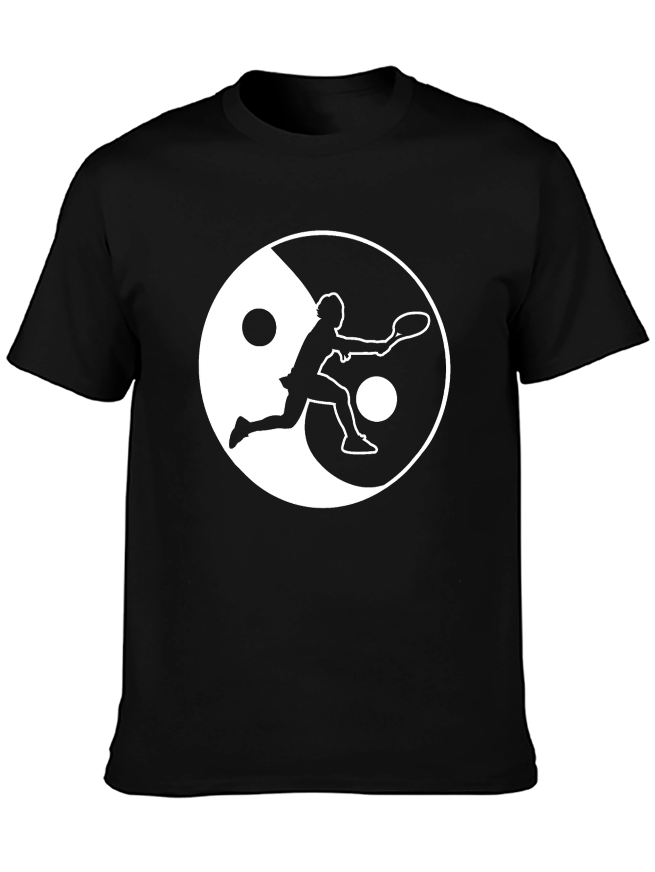 Black Yin Yang Tennis T-Shirt - Balance On & Off the Court! view 3