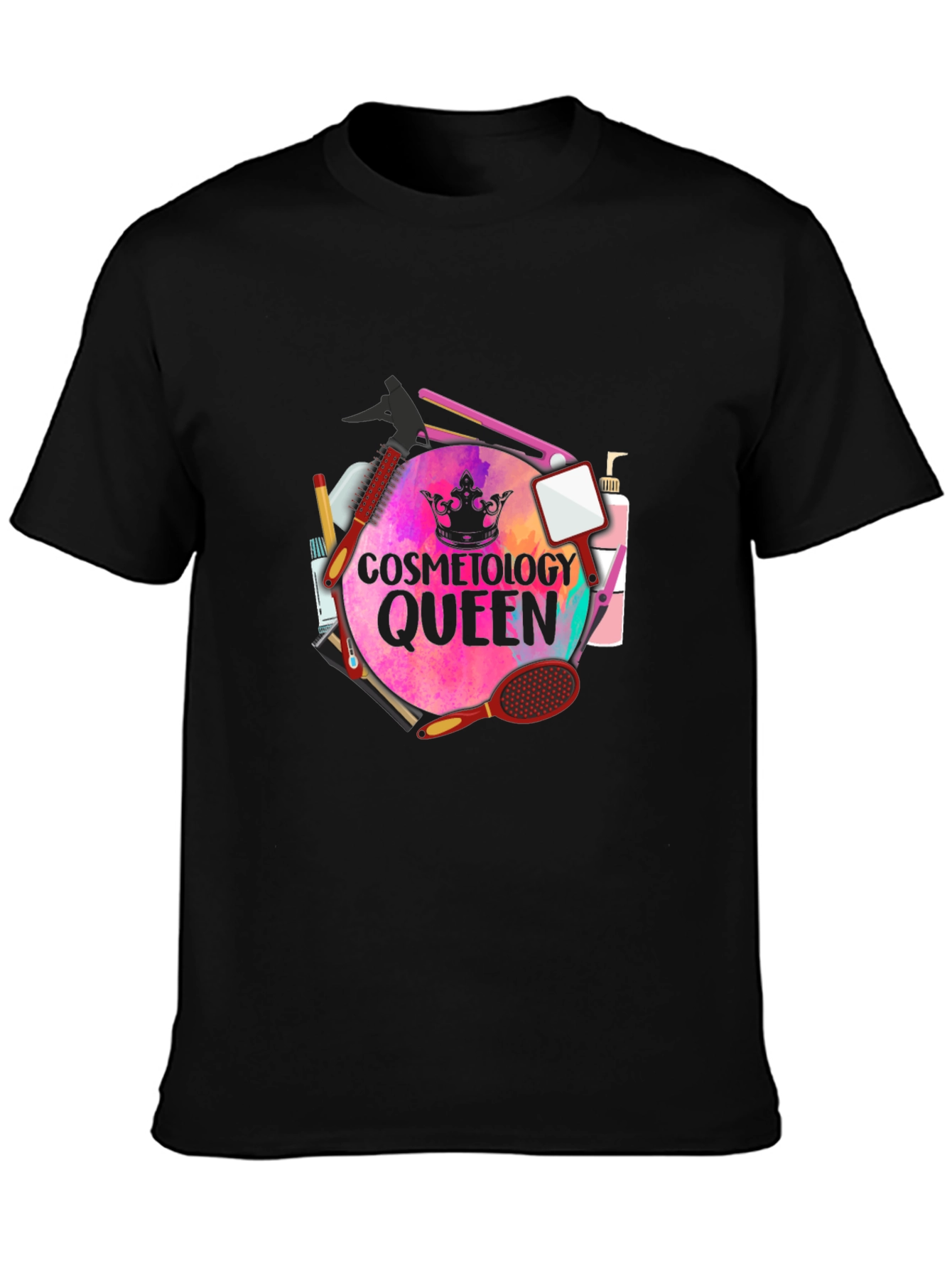 Black Cosmetology Queen T-Shirt - Stylish Salon Apparel view 3