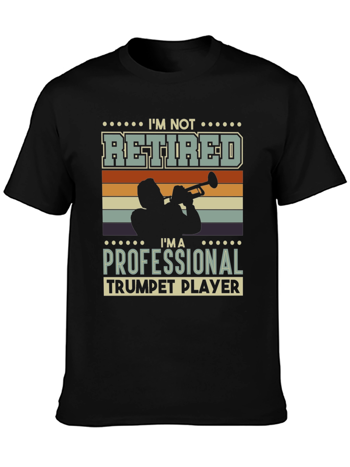 Black I'm Not Retired Trumpet Player Graphic Tee view 3