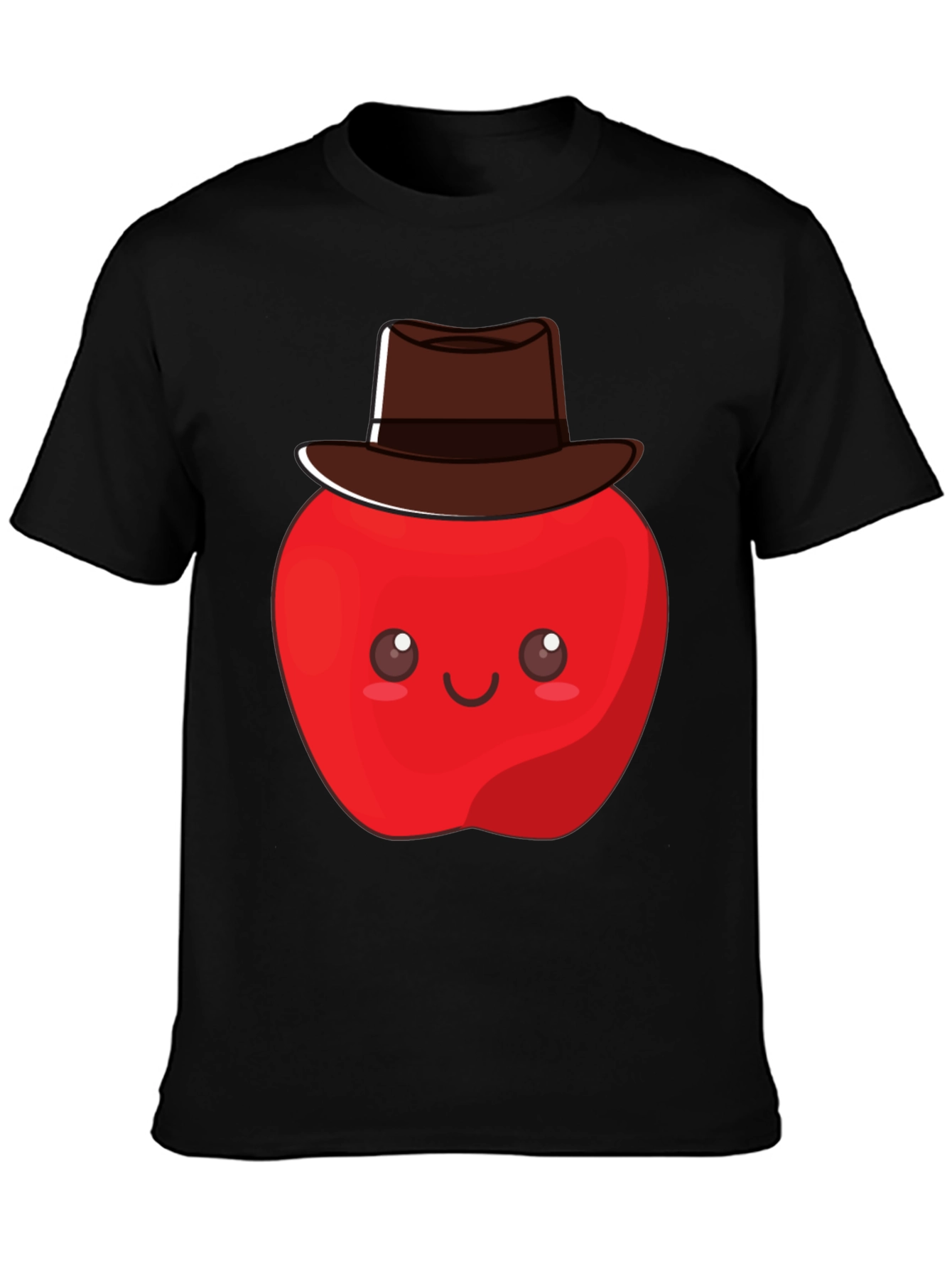 Black Cute Apple Cowboy T-Shirt - Unisex Graphic Tee view 3