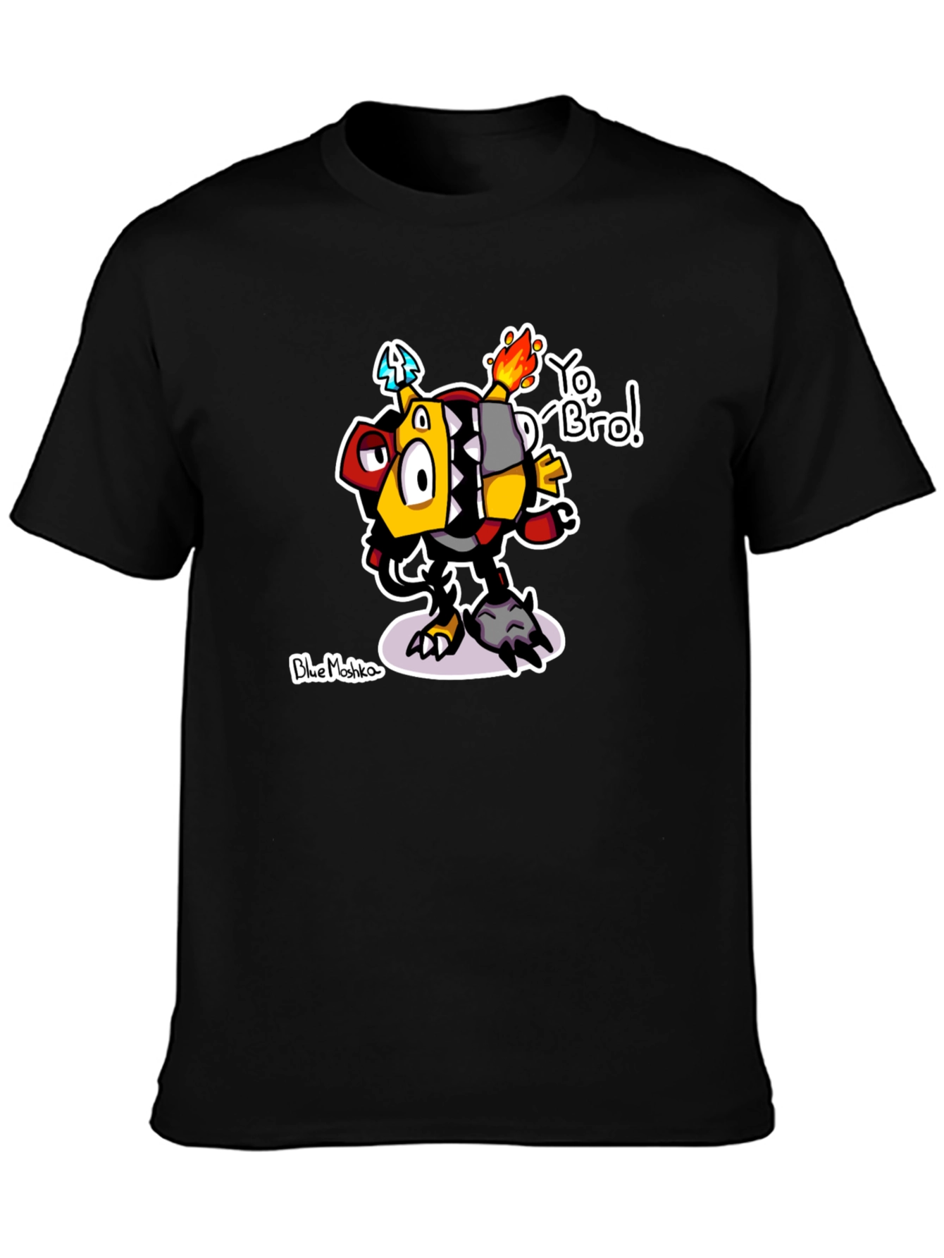 Black Yo Bro! Graphic T-Shirt - Unique Cartoon Design view 3