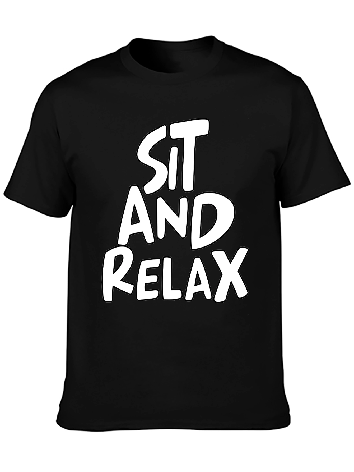 Black Sit and Relax Black T-Shirt Casual Wear view 3