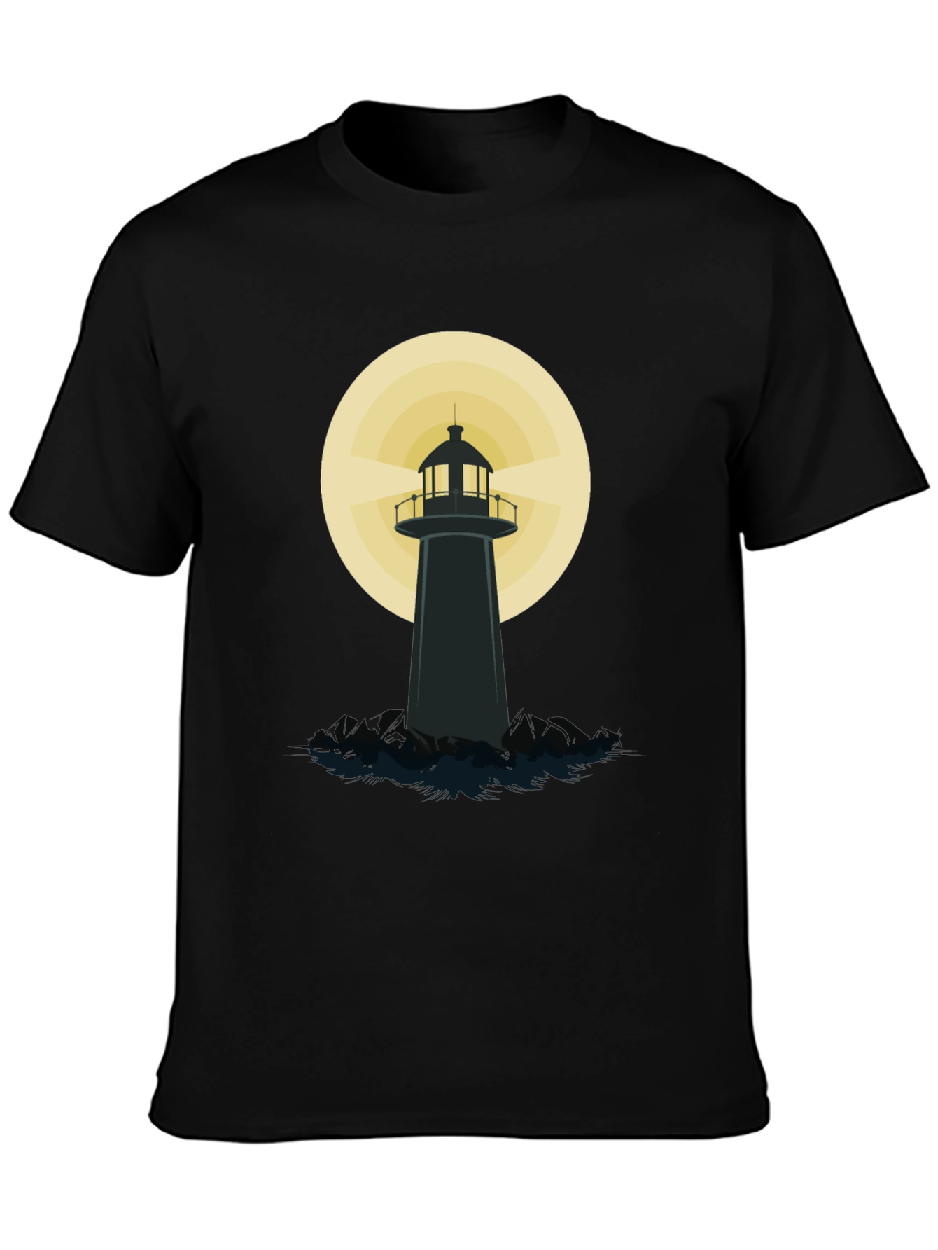 Black Lighthouse Graphic T-Shirt - Black Cotton Blend view 3