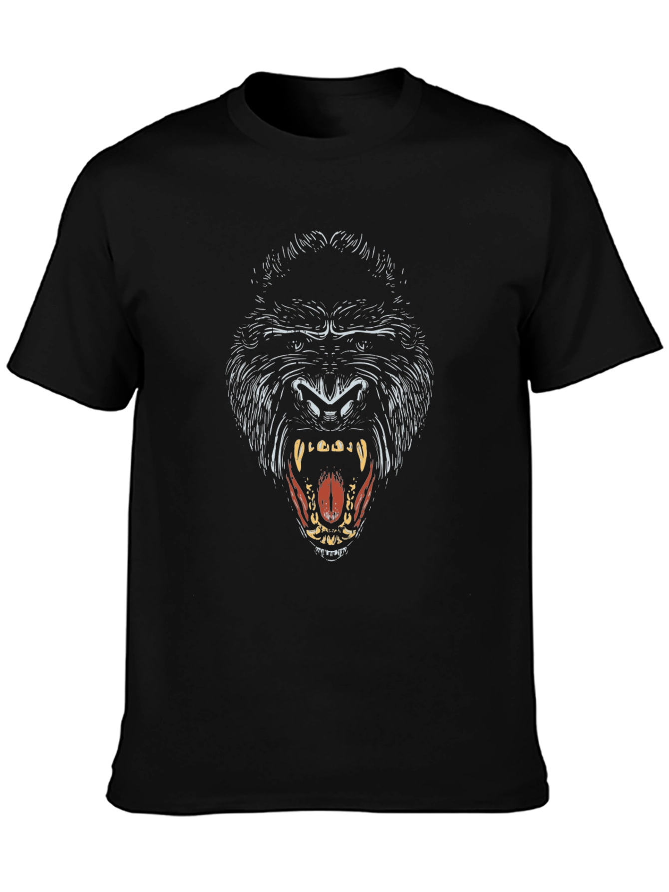 Black Men's Gorilla Graphic Print Black T-Shirt view 3