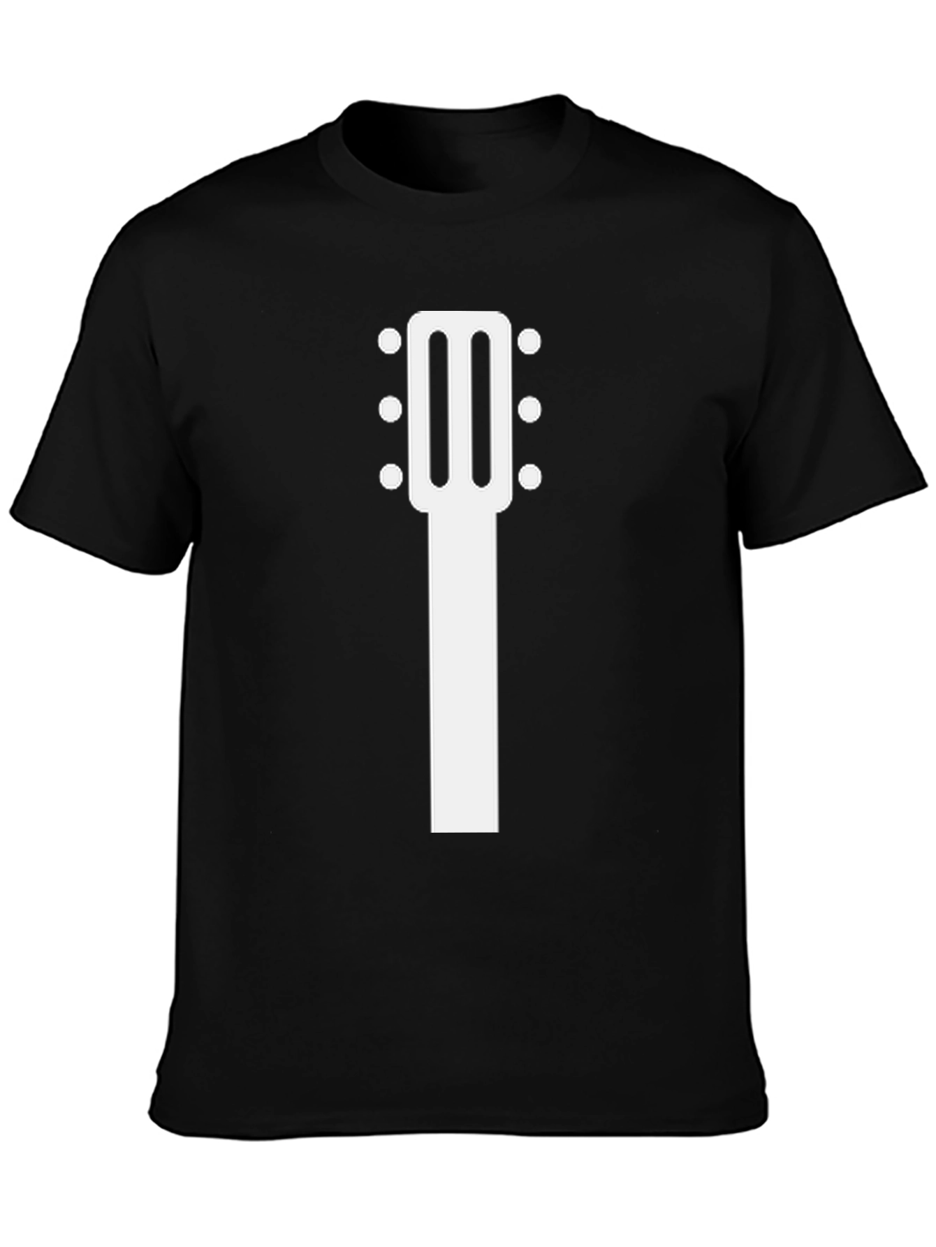Black Guitar Headstock Graphic Tee - Black Cotton T-Shirt view 3