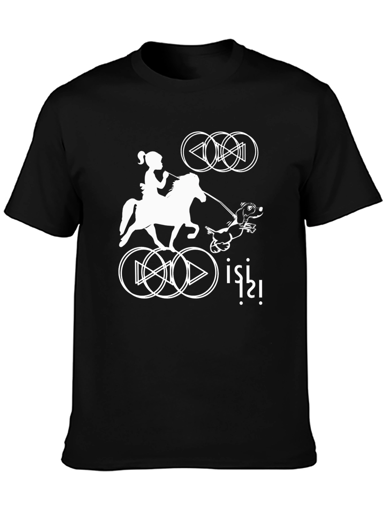 Black Novelty Graphic Tee - Girl, Horse & Hound view 3
