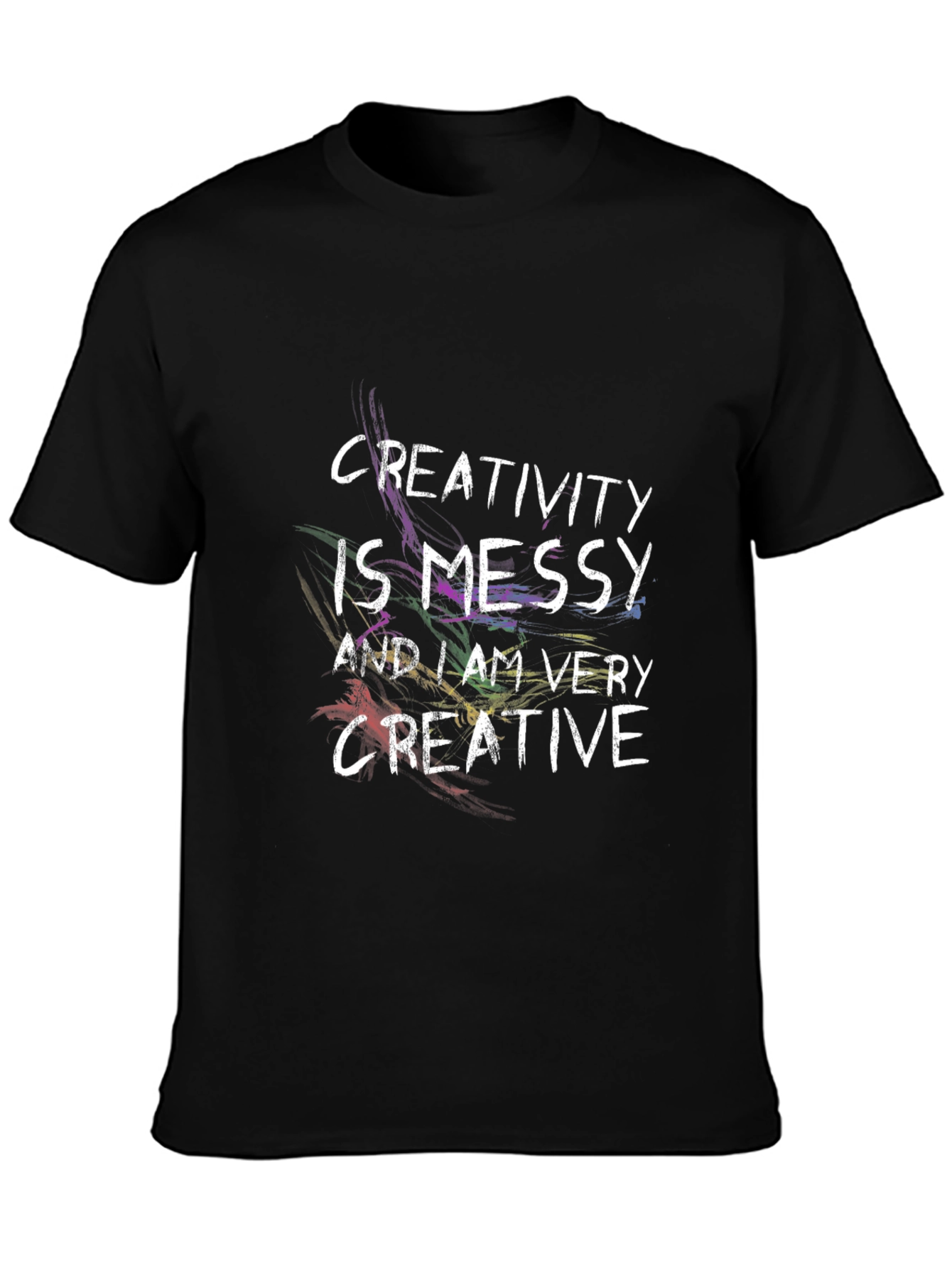 Black Creativity is Messy T-Shirt - Mens Black Tee view 3