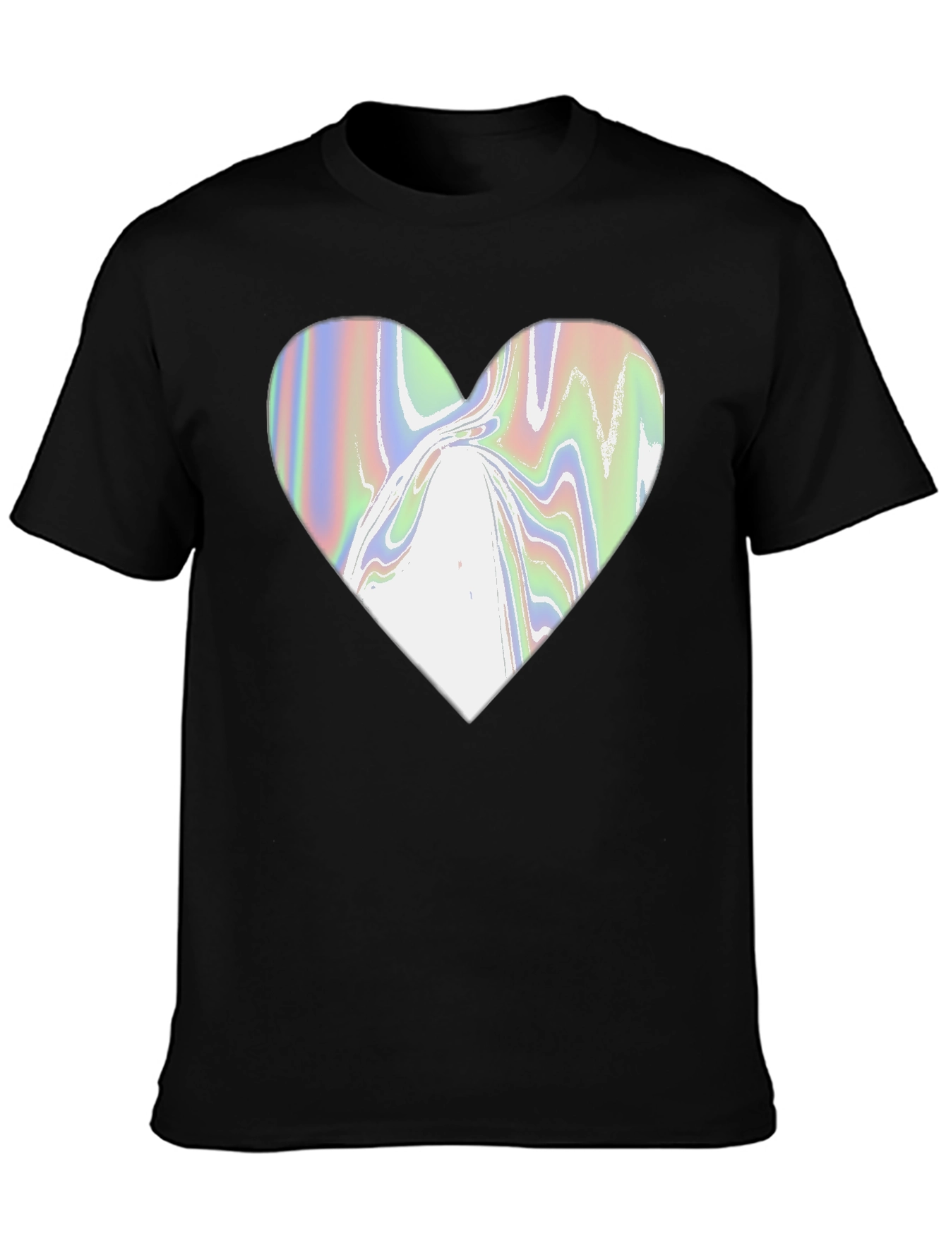 Black Abstract Heart Graphic Tee - Modern Black T-Shirt view 3