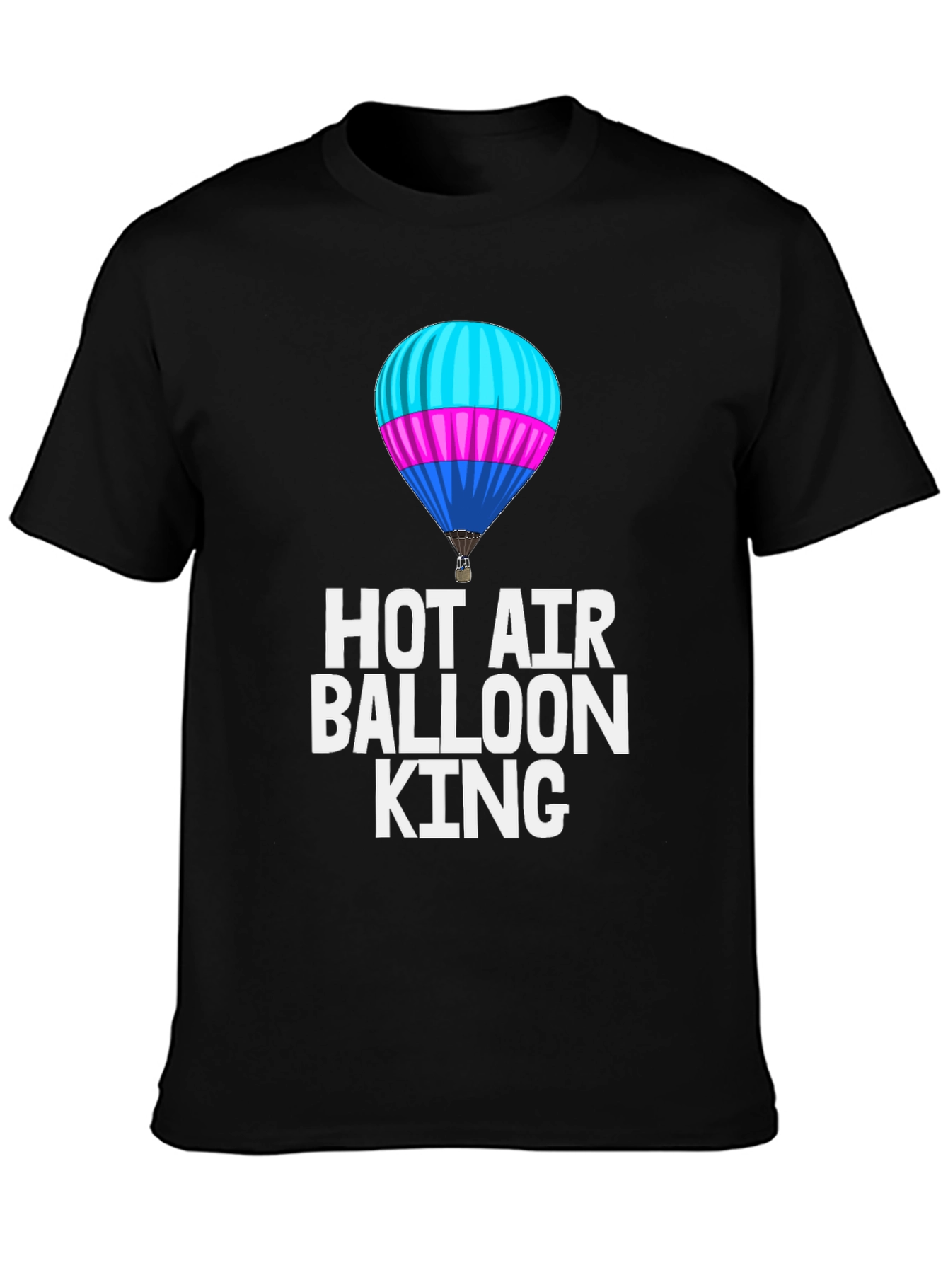 Black Hot Air Balloon King Black T-Shirt view 3