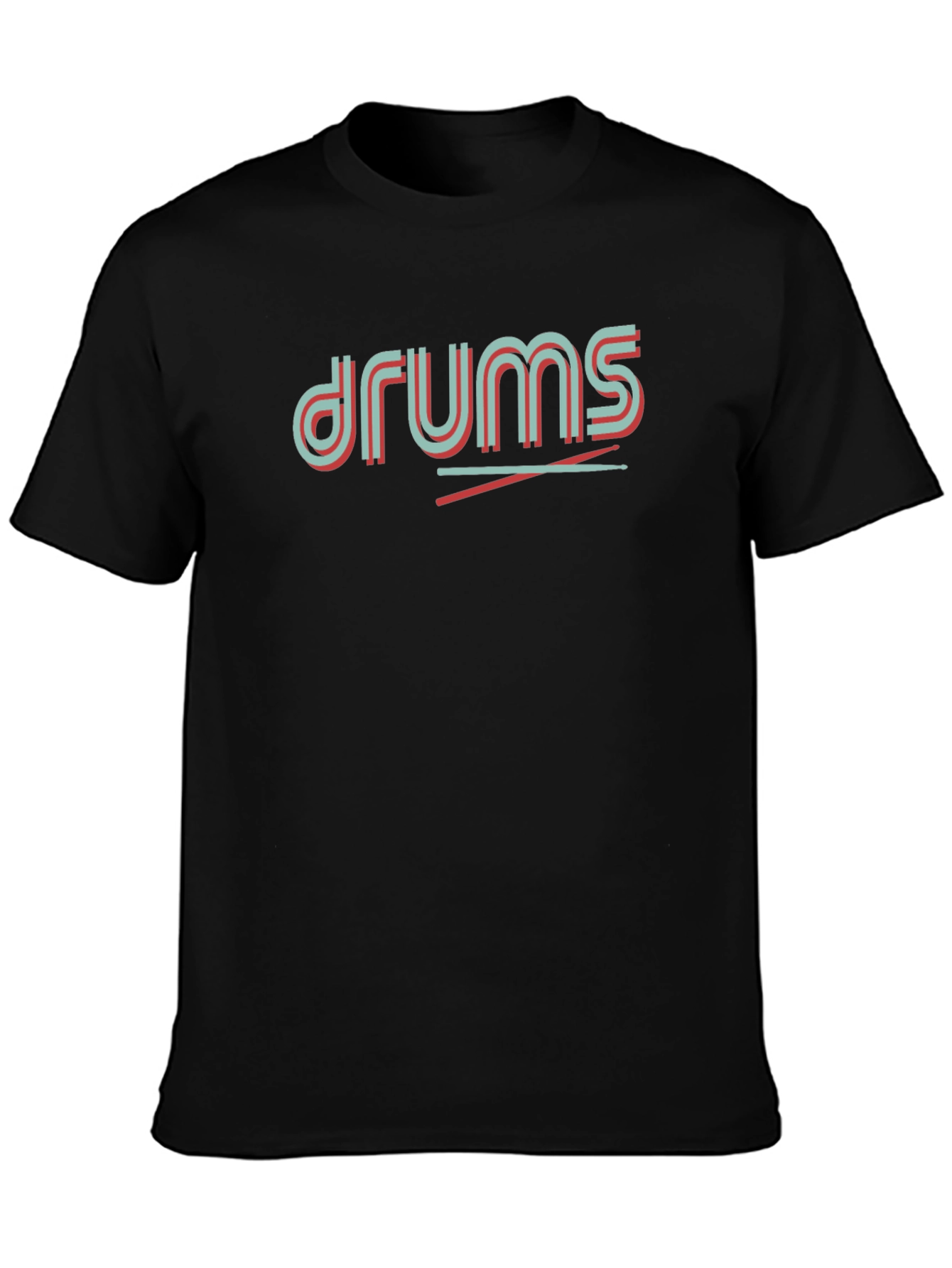 Black Retro Drums Graphic Tee - Black Cotton Casual Shirt view 3