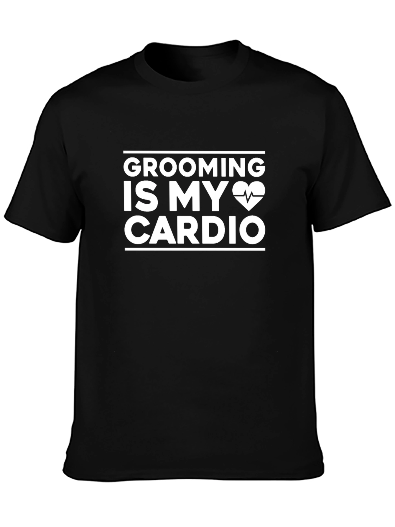 Black Grooming Is My Cardio T-Shirt - Black Cotton Tee view 3