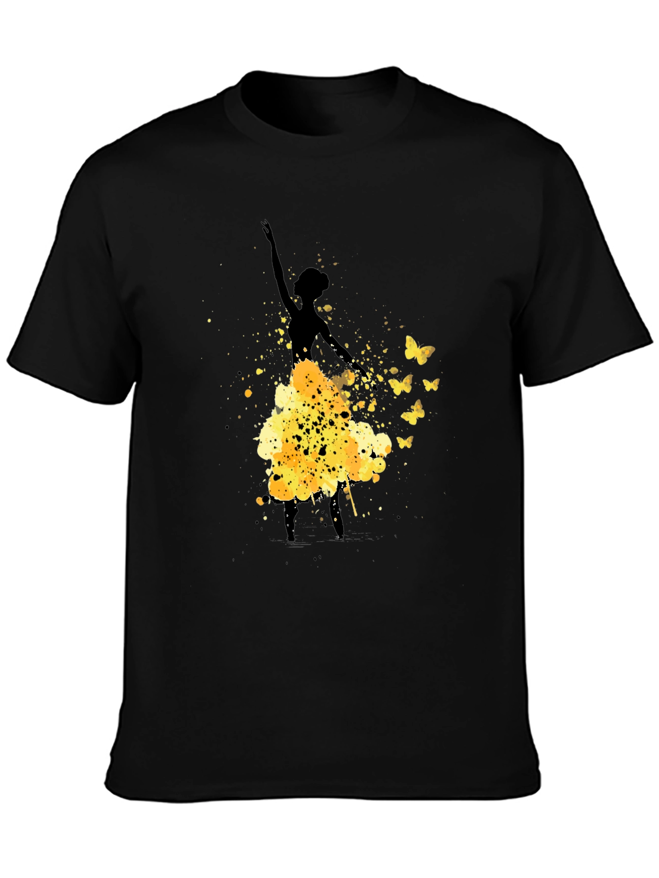 Black Ballerina Butterfly Black Graphic T-Shirt view 3