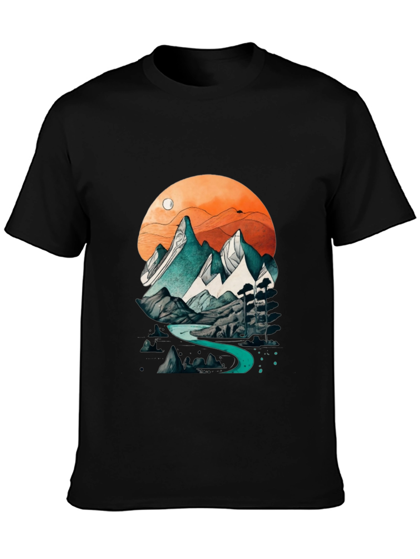 Black Mountain River Graphic Tee - Nature Inspired Design view 3