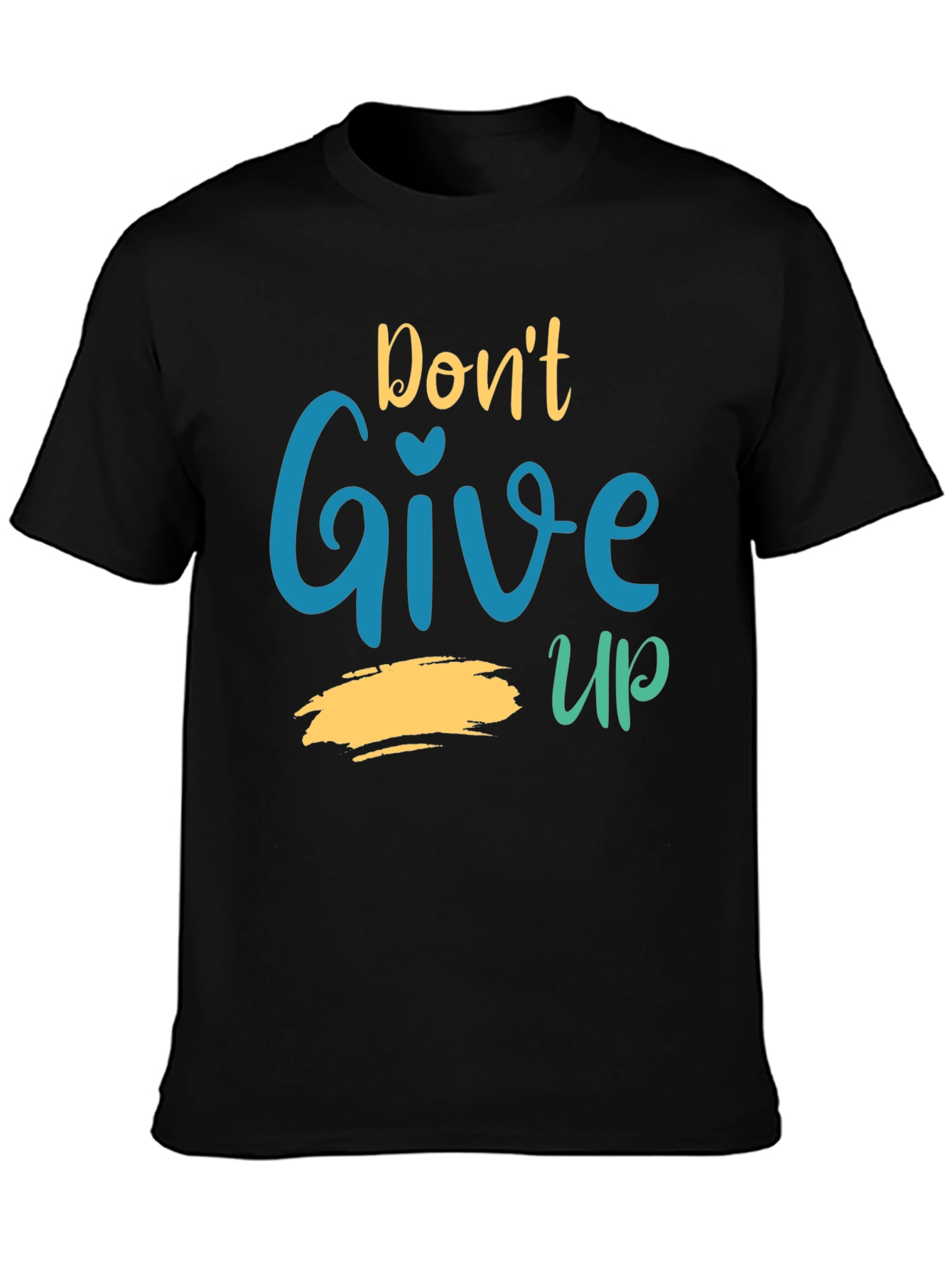 Black Motivational Graphic Tee - Don't Give Up T-Shirt view 3