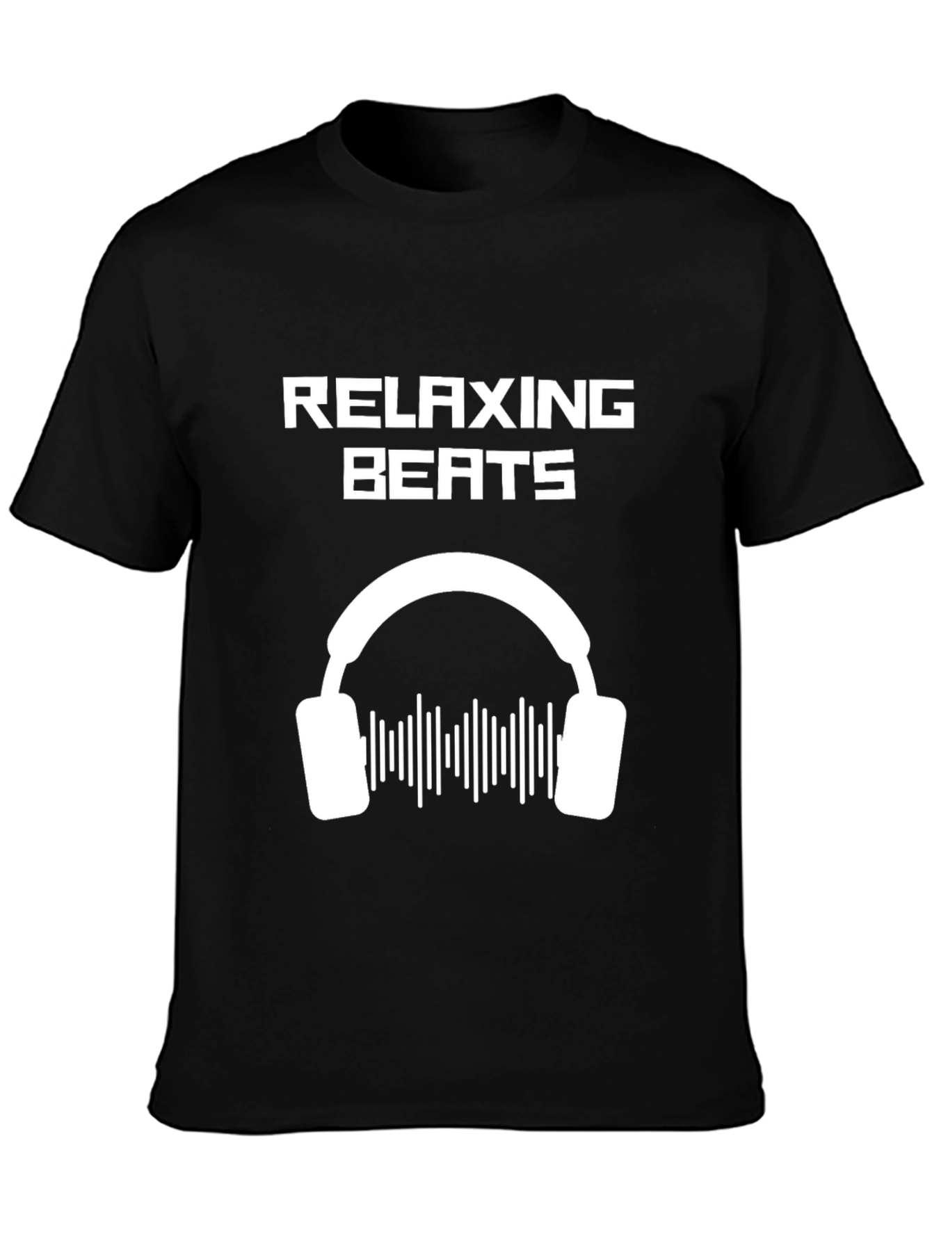 Black Relaxing Beats Graphic Tee - Black Cotton T-Shirt view 3