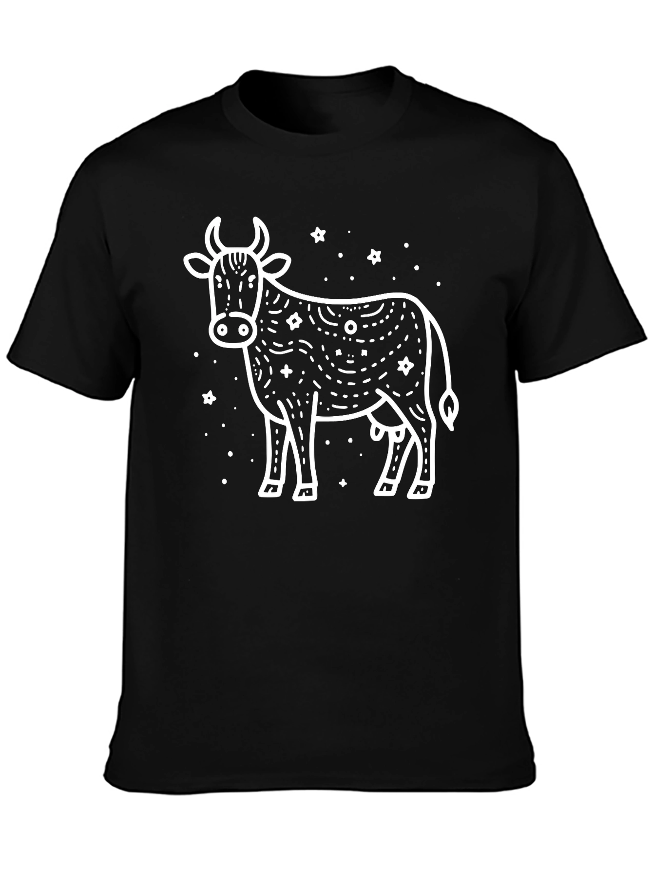 Black Black Cow Graphic Tee - Unisex Cotton T-Shirt view 3