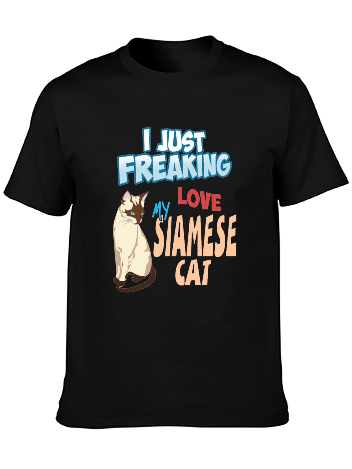 Black Siamese Cat Lover Black T-Shirt view 3