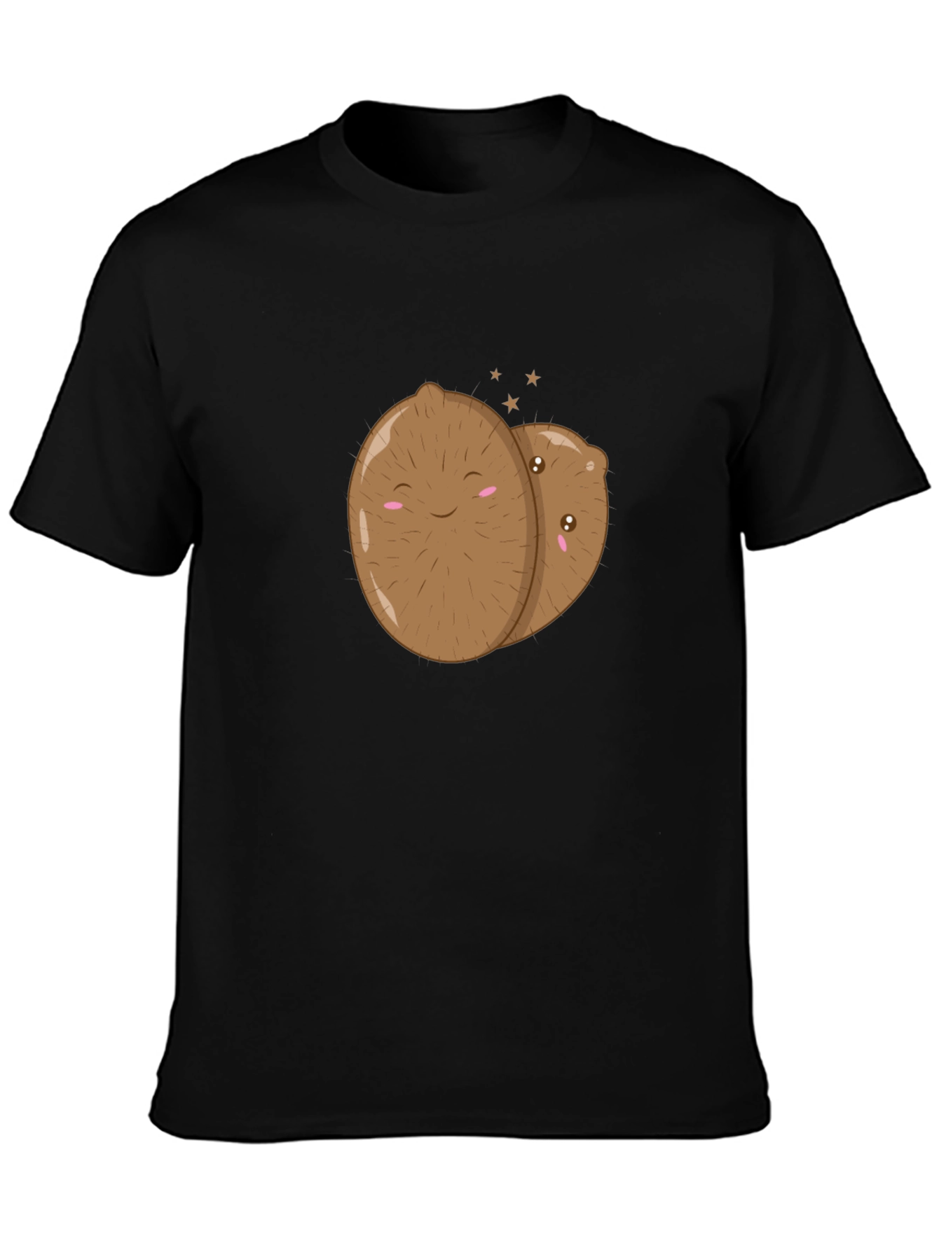 Black Cute Kiwi Couple Graphic T-Shirt - Unisex Black Tee view 3