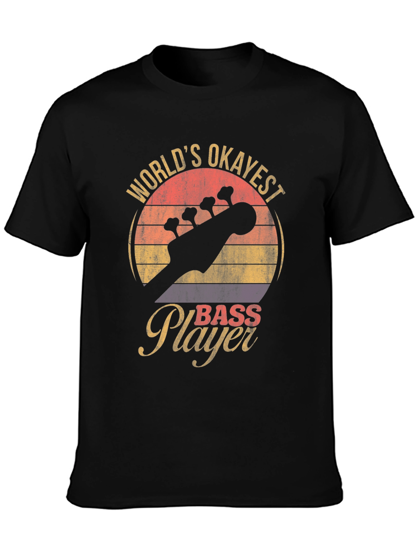Black World's Okayest Bass Player Black T-Shirt view 3