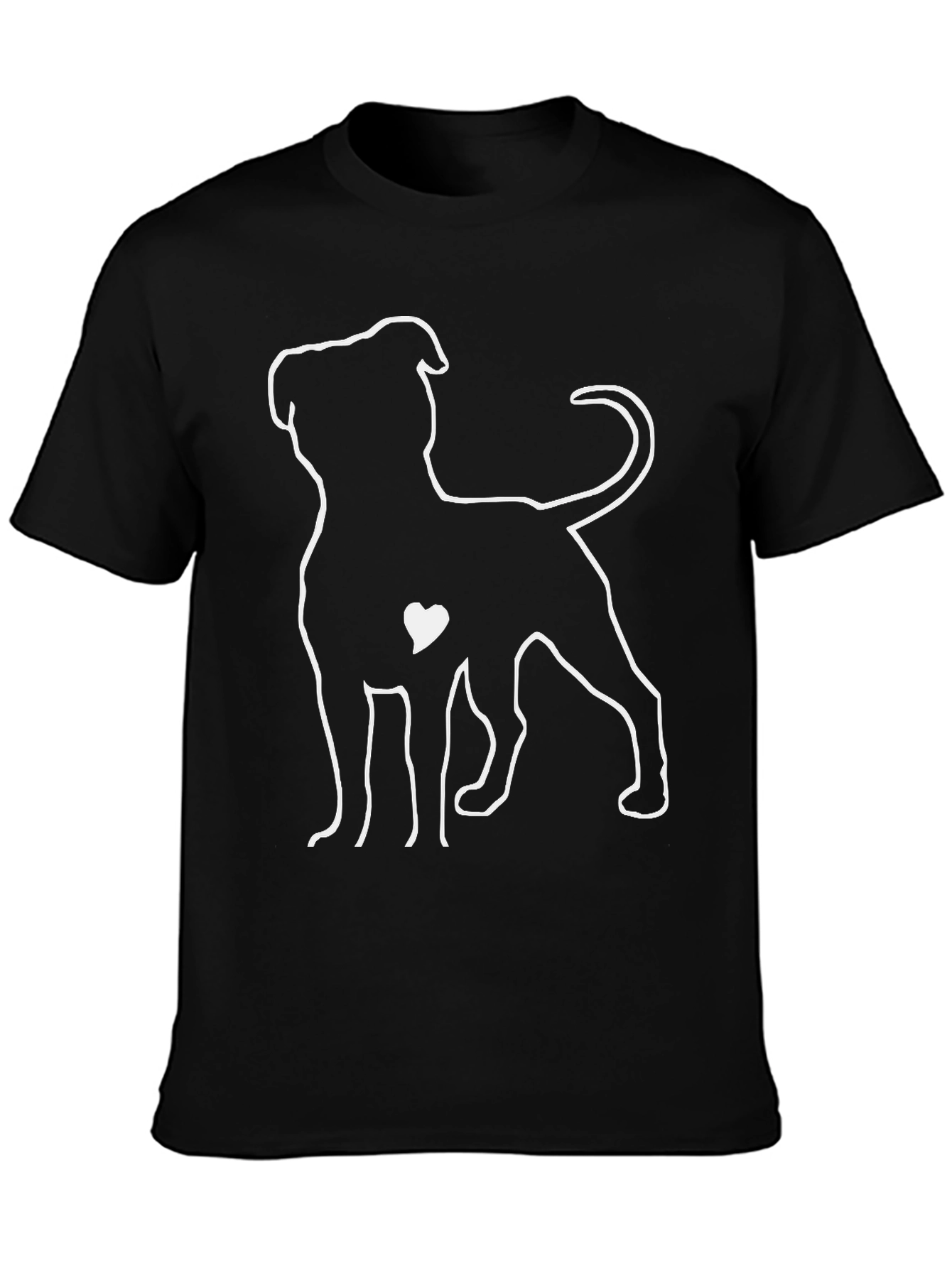 Black Dog Lover T-Shirt - Pitbull Heart Design view 3