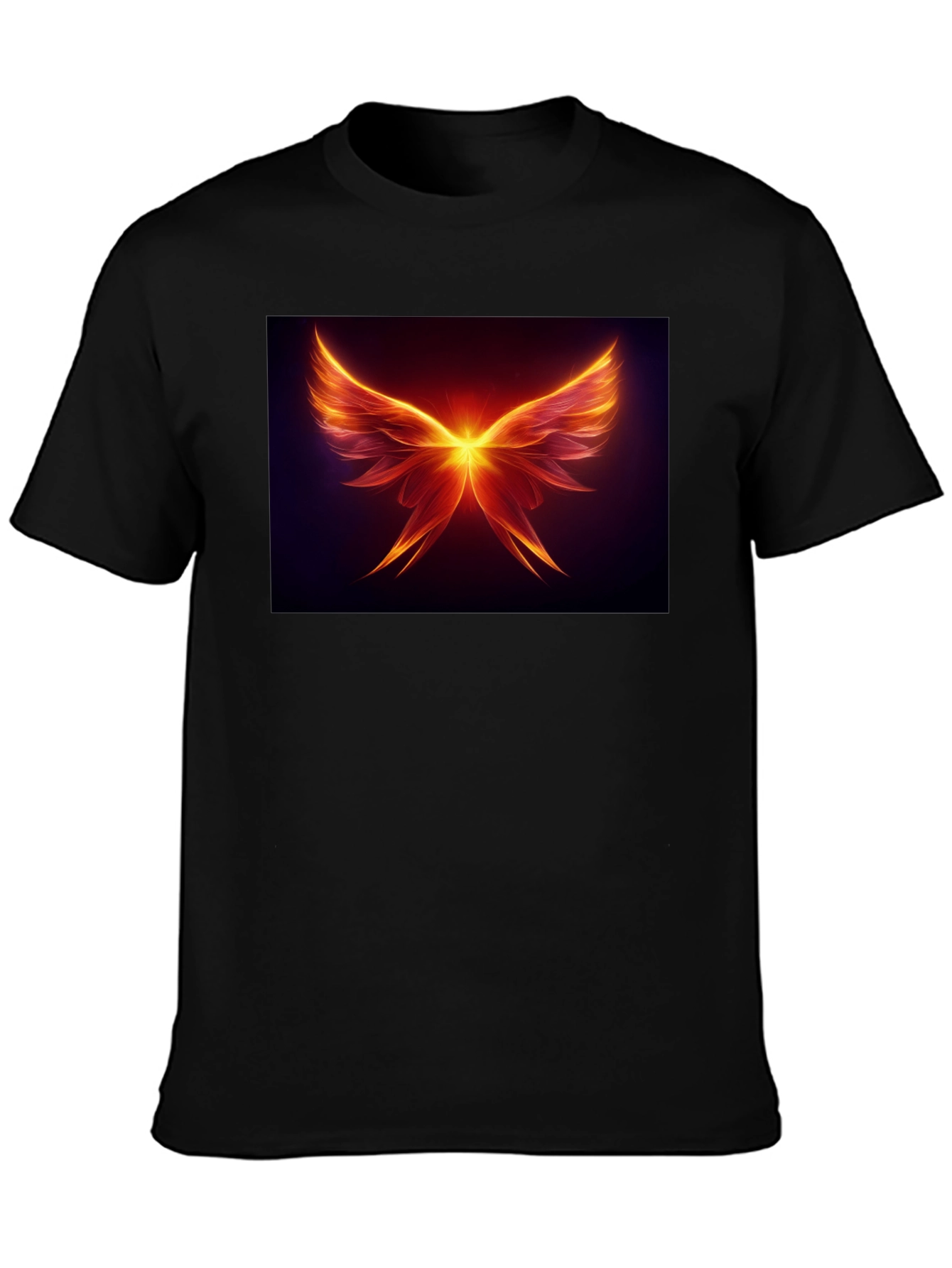 Black Fiery Wings Graphic Tee - Black Cotton Blend view 3