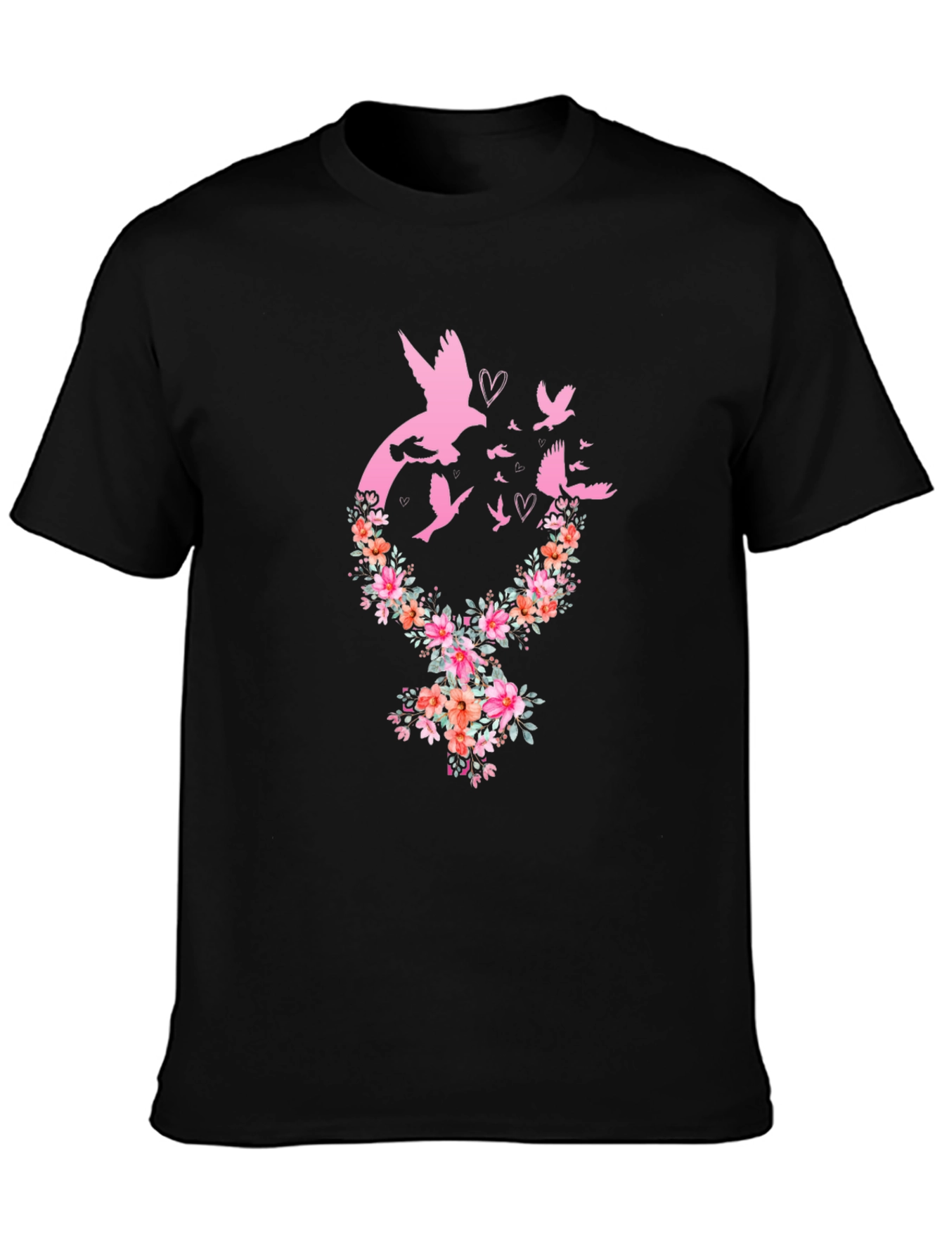Black Floral Dove Graphic Tee view 3
