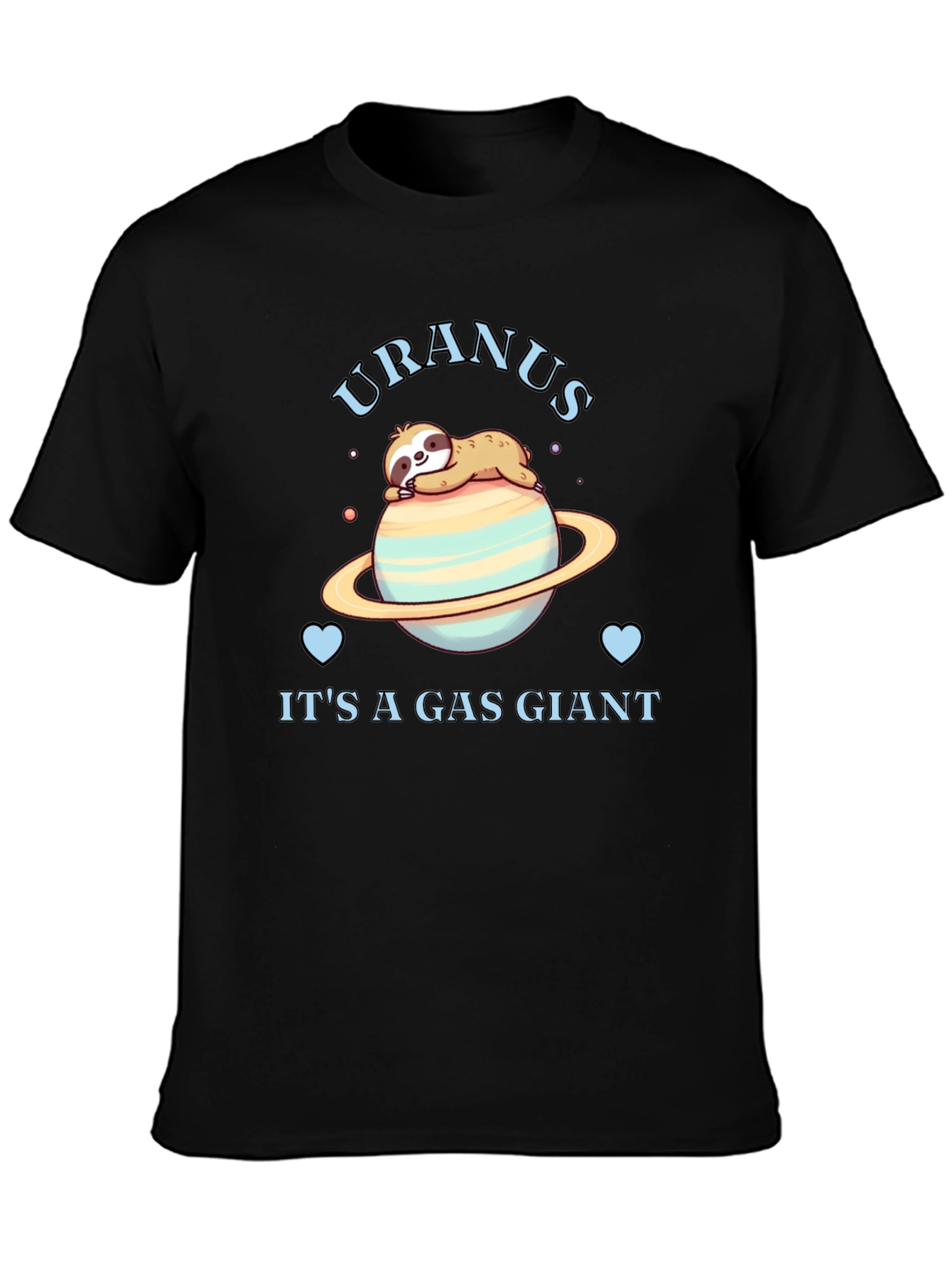 Black Uranus Gas Giant Sloth Graphic T-Shirt view 3